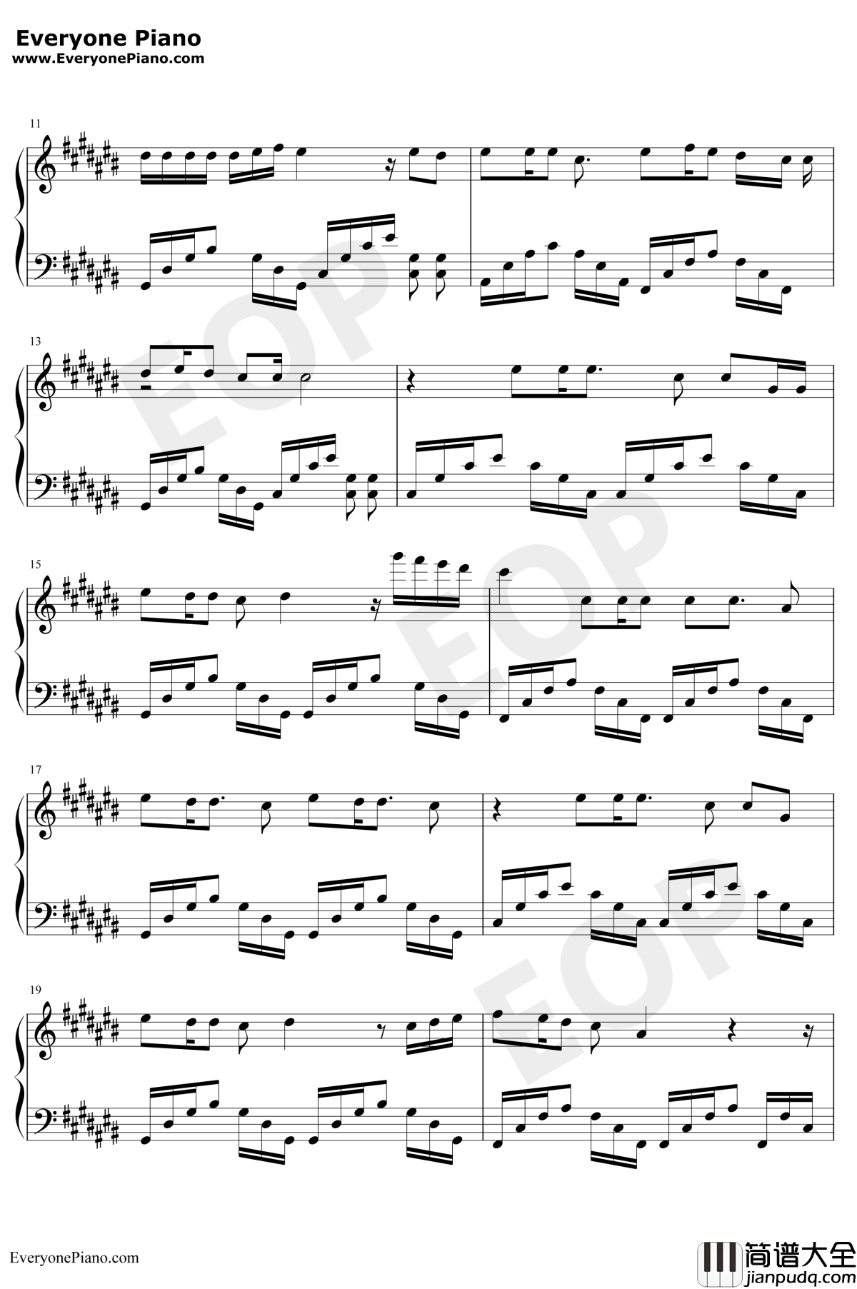 勇敢爱钢琴谱_Mi2_无法拥抱的你片头曲