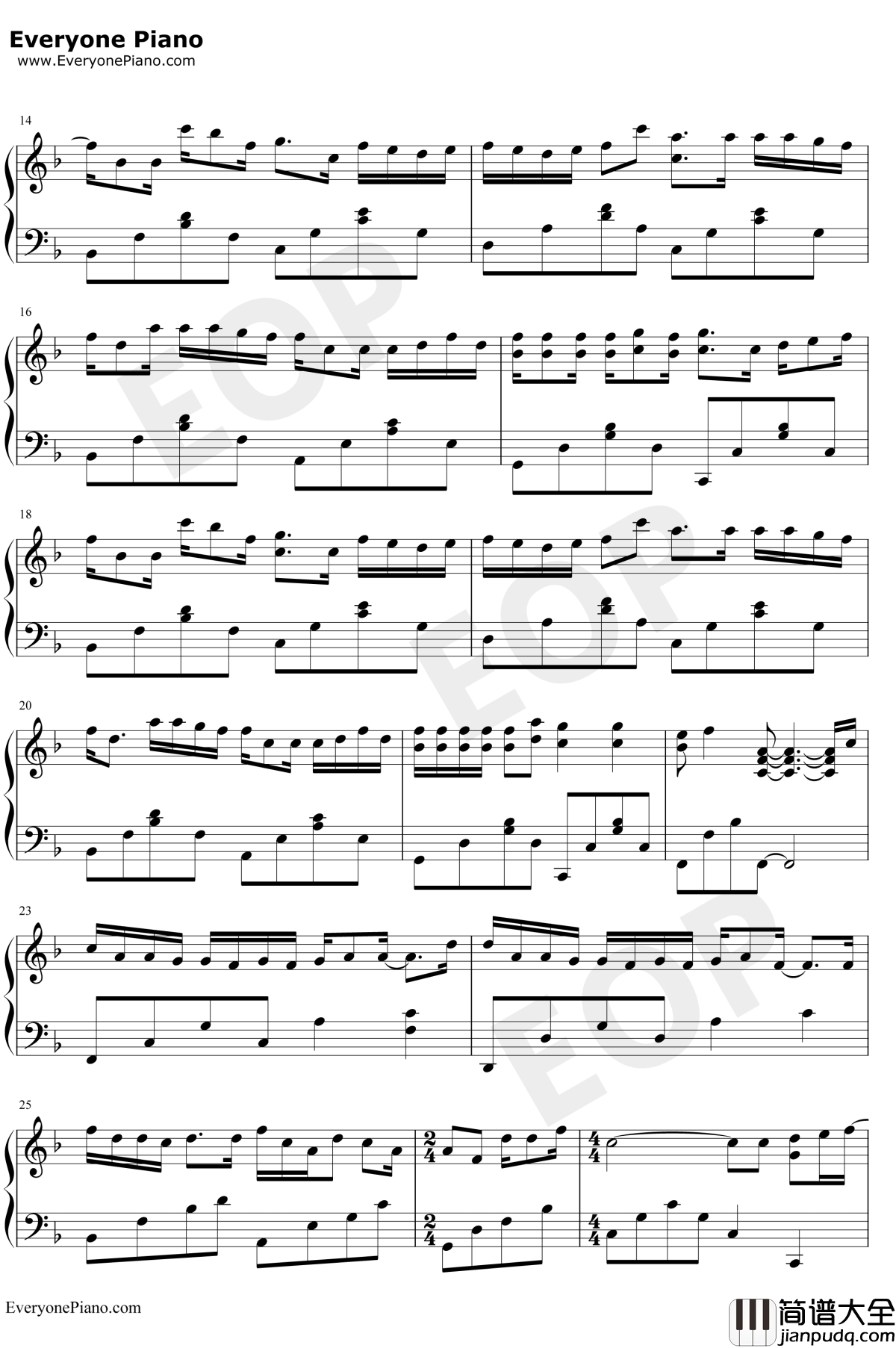 失忆钢琴谱_图小图_独奏版