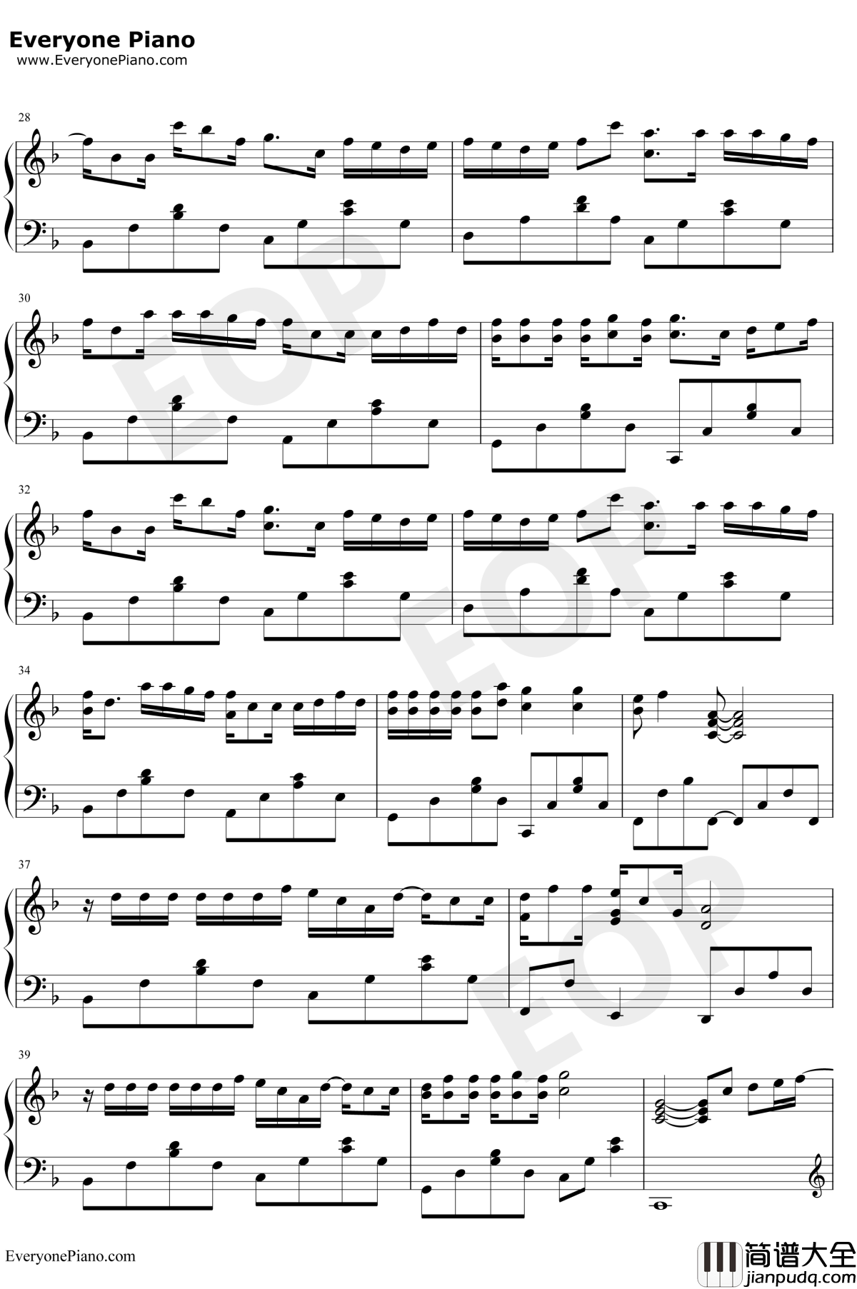 失忆钢琴谱_图小图_独奏版