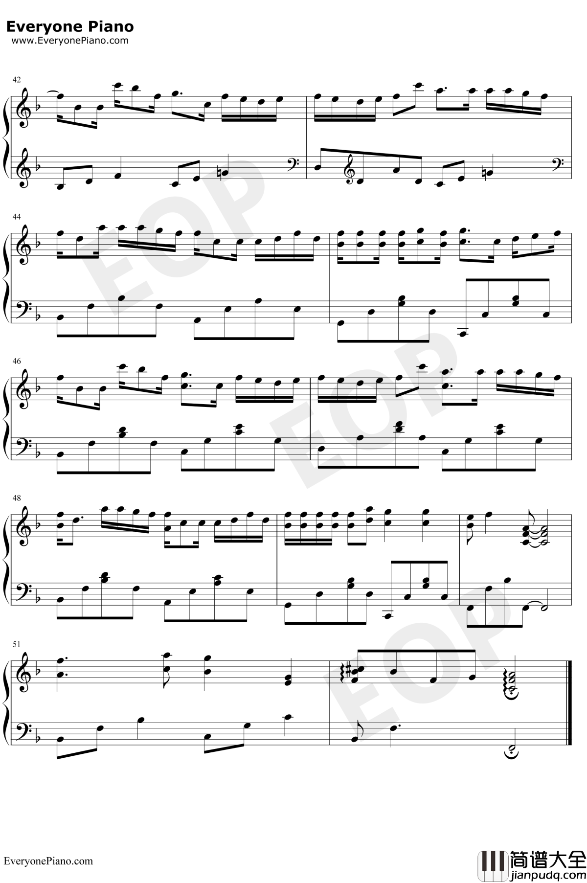 失忆钢琴谱_图小图_独奏版