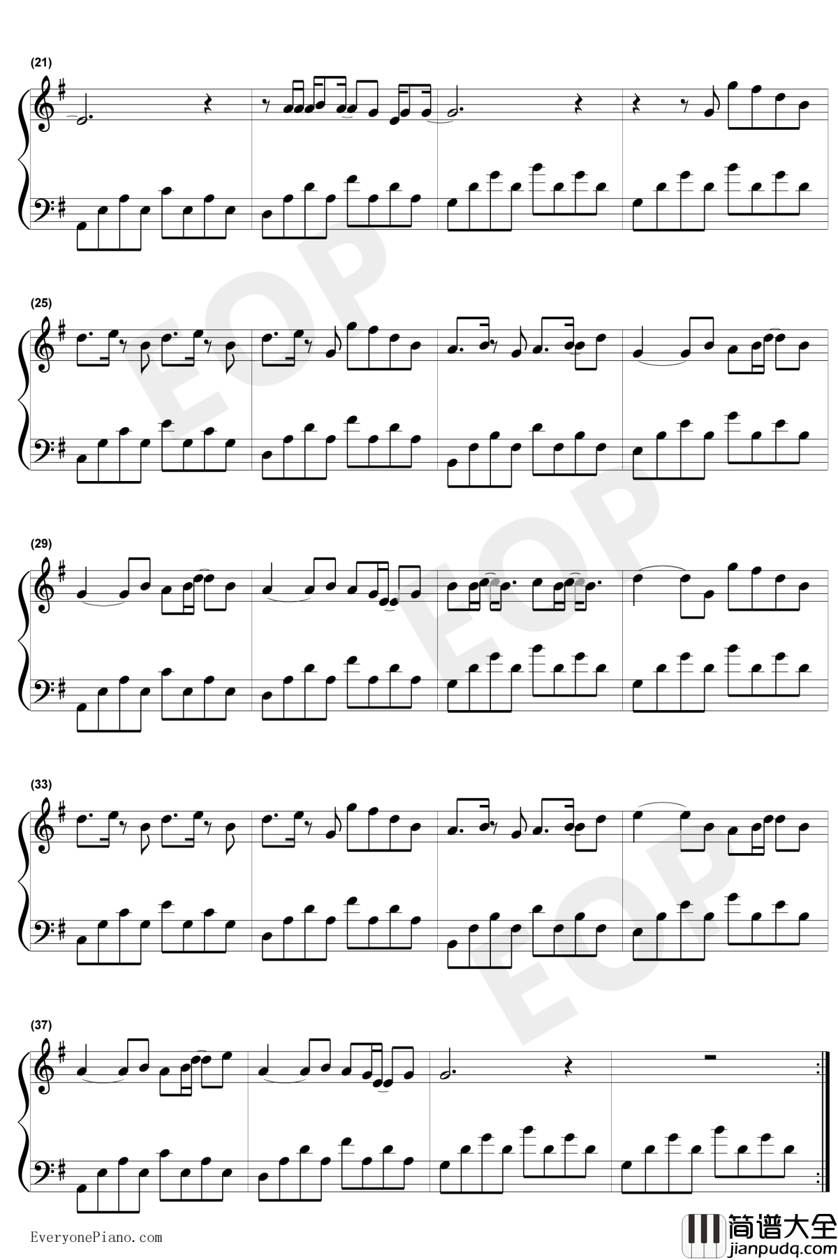 天亮以前说再见钢琴谱_何野_抖音热歌