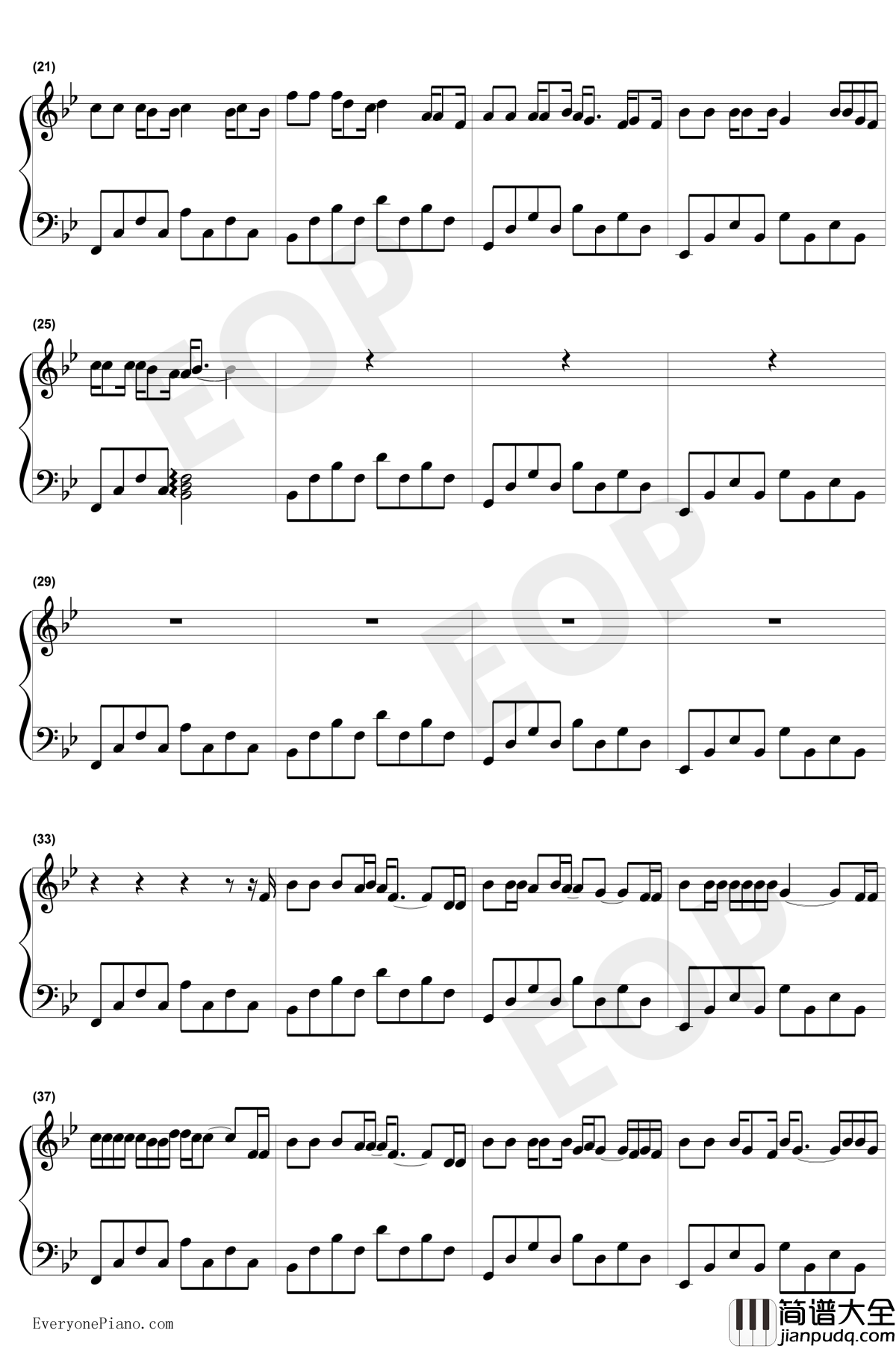 写给黄淮钢琴谱_解忧邵帅_抖音热歌