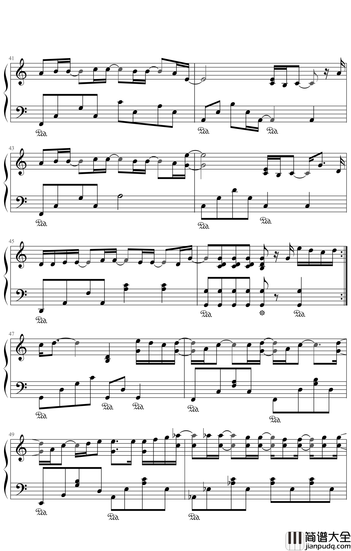 黑夜问白天钢琴谱_林俊杰_白天不懂夜的黑