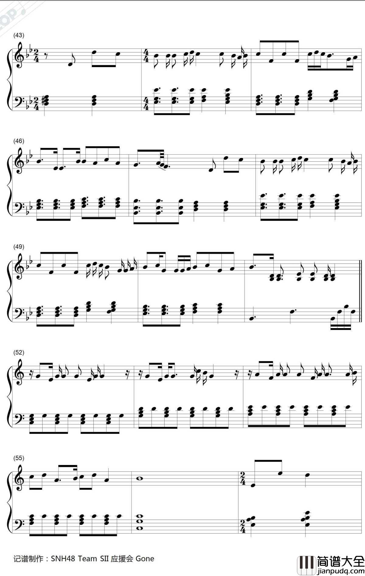 初日钢琴谱_SNH48