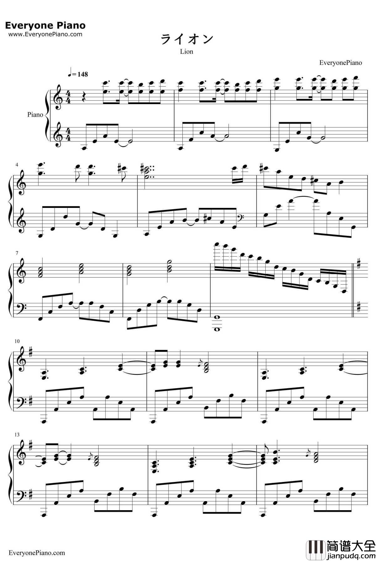 ライオン钢琴谱_May'n&中岛爱_MacrossFOP2