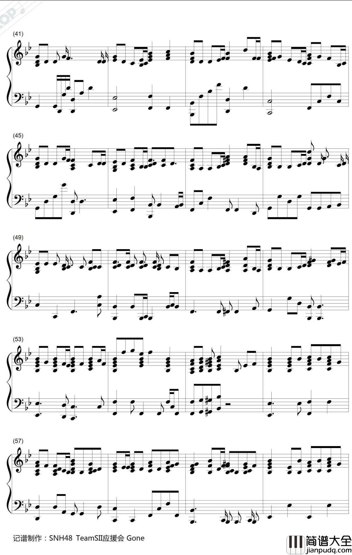 支柱钢琴谱_SNH48