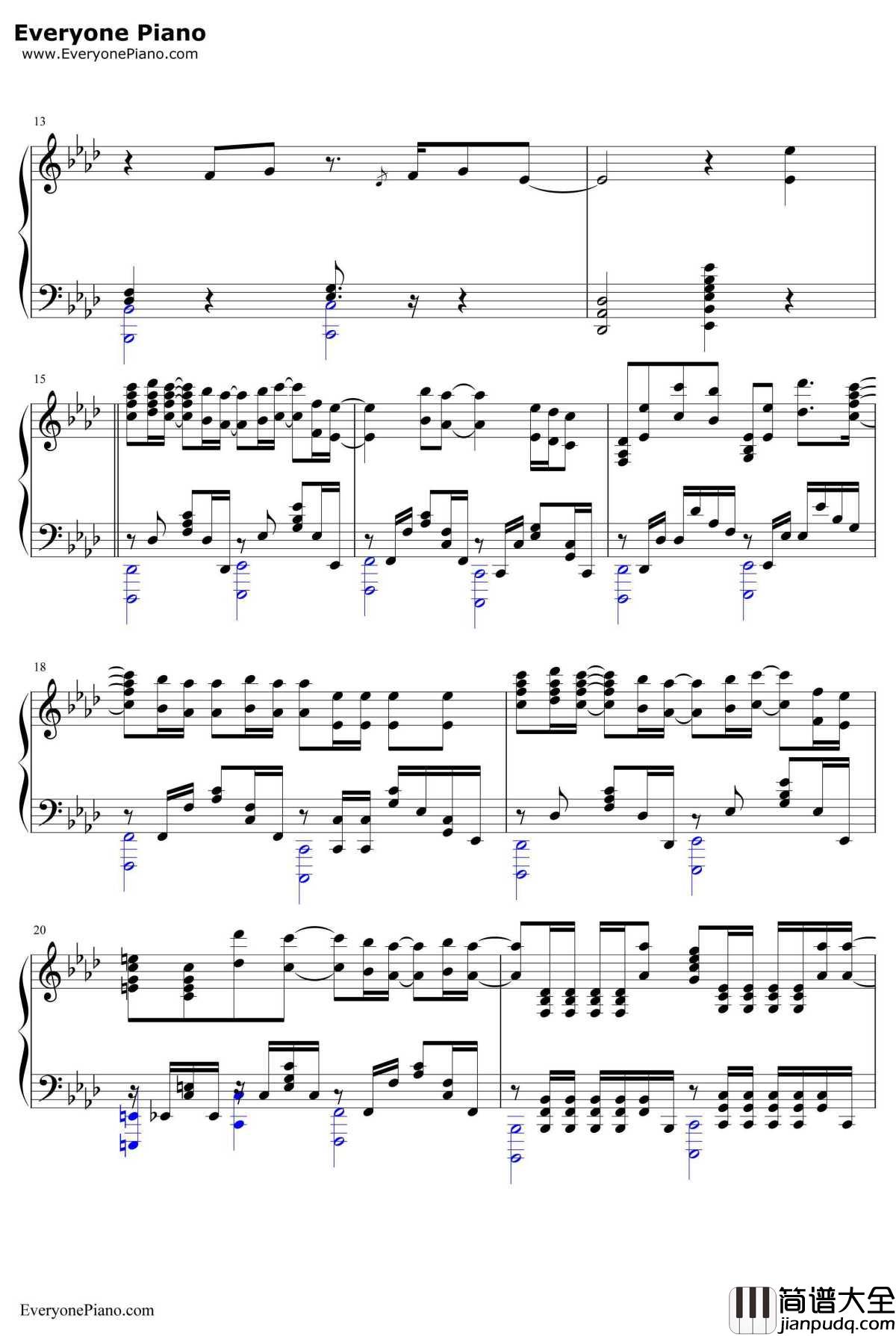 Stay_Alive钢琴谱_爱蜜莉雅(CV:高桥李依)_Re从零开始的异世界生活ED2