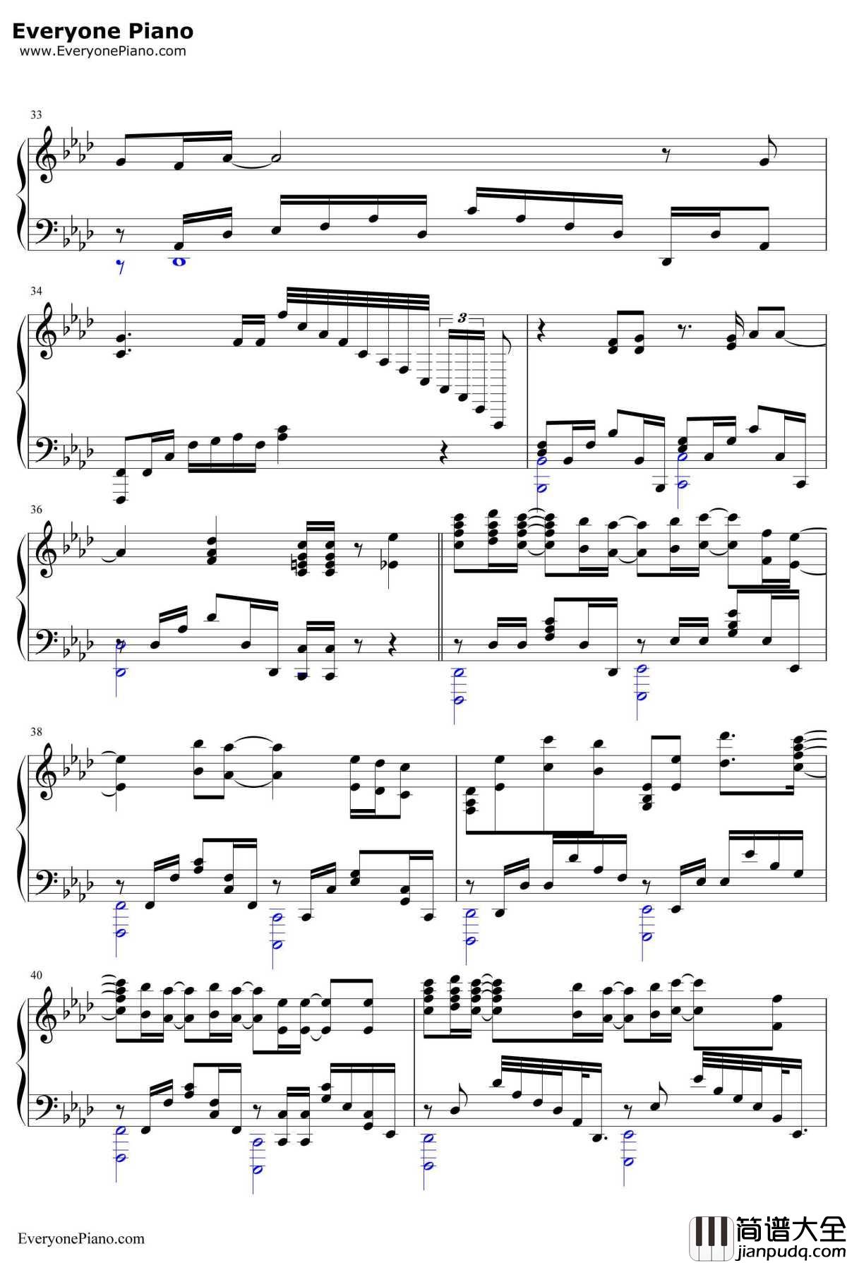 Stay_Alive钢琴谱_爱蜜莉雅(CV:高桥李依)_Re从零开始的异世界生活ED2