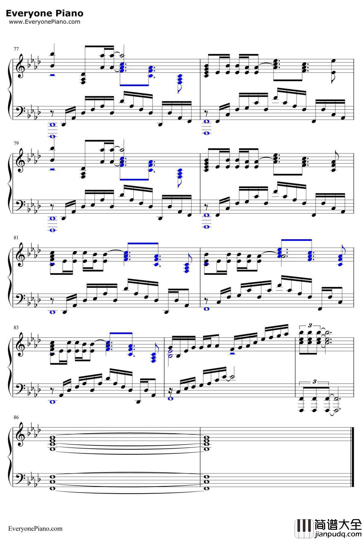 Stay_Alive钢琴谱_爱蜜莉雅(CV:高桥李依)_Re从零开始的异世界生活ED2