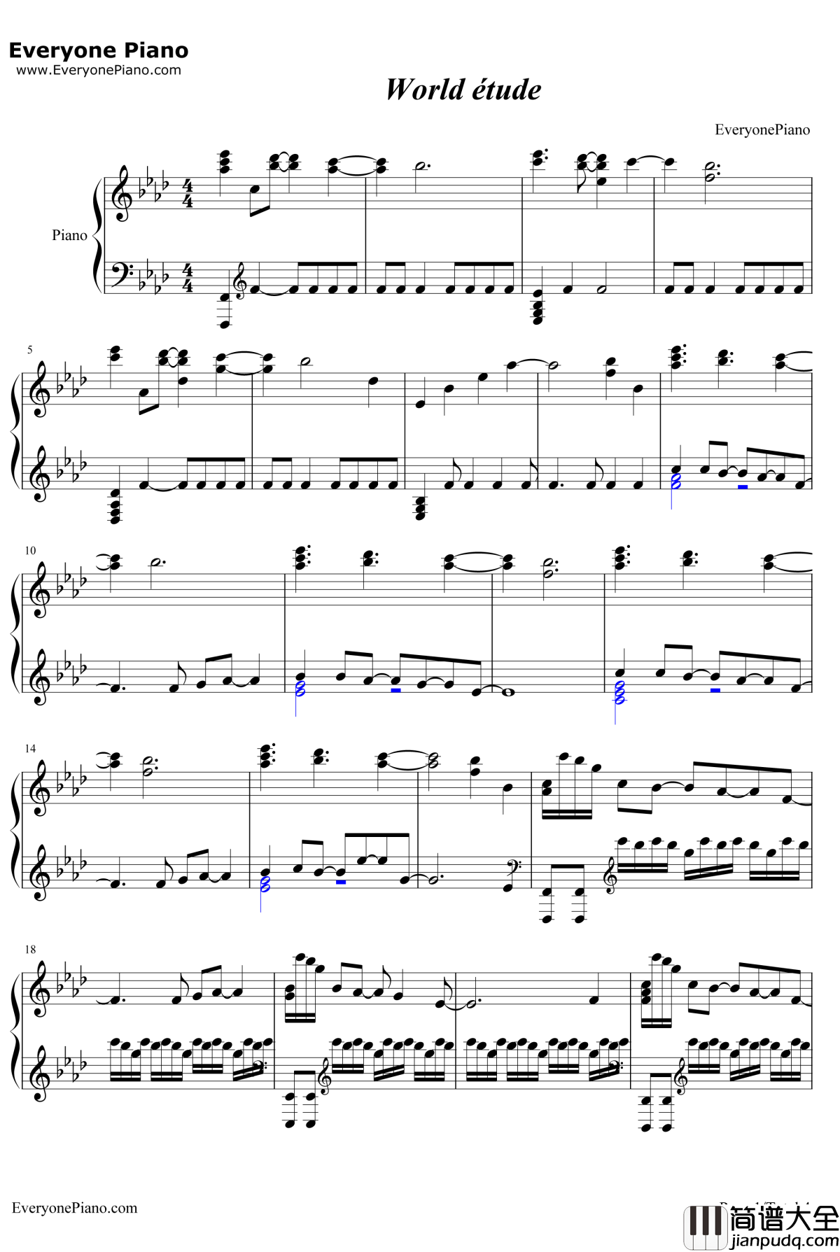 World_Étude钢琴谱_阿尔泰尔（CV：丰崎爱生）_Re:CreatorsED2