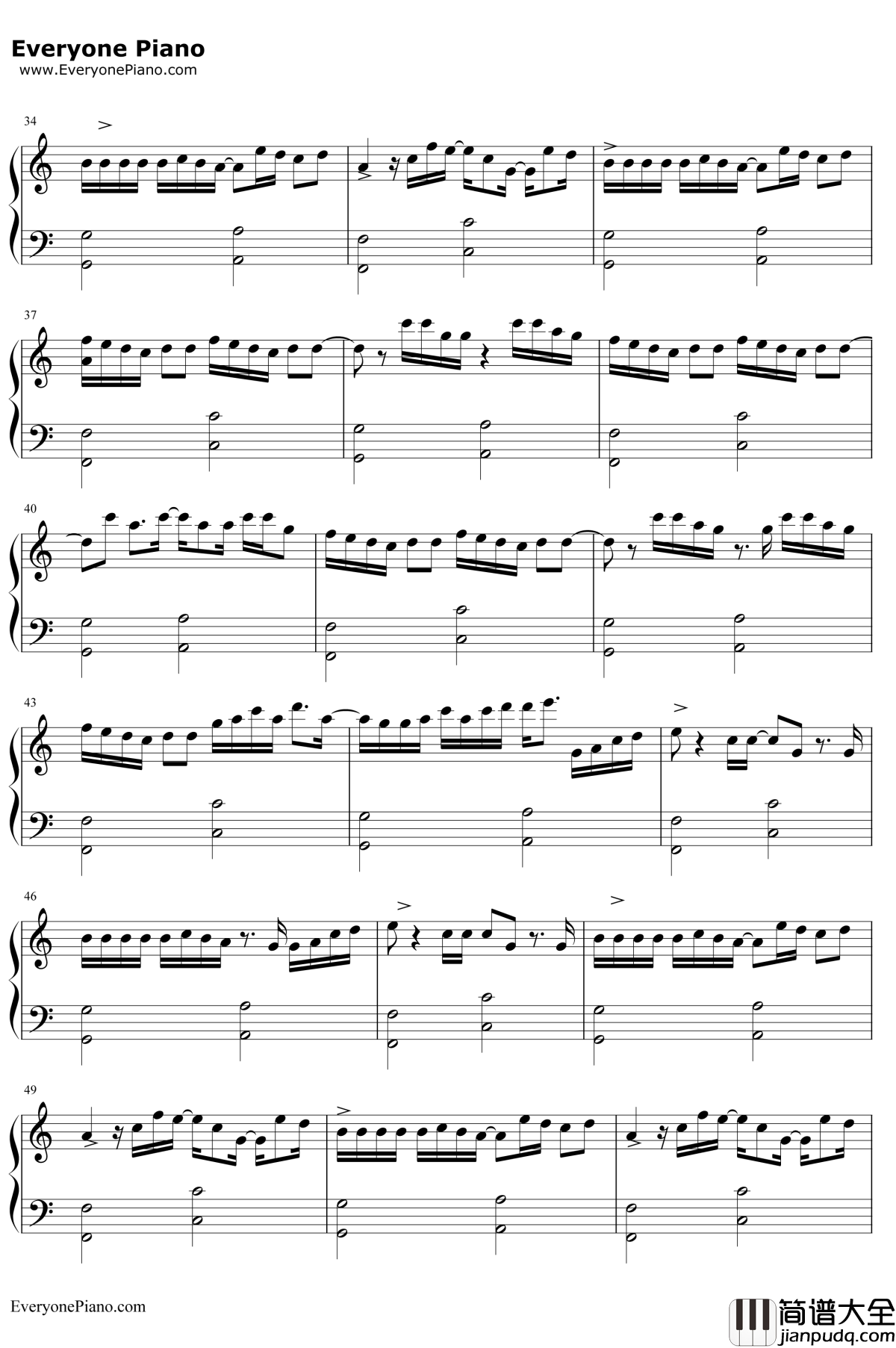 I_Don't_Wanna_Live_Forever钢琴谱_ZaynTaylorSwift_五十度黑主题曲