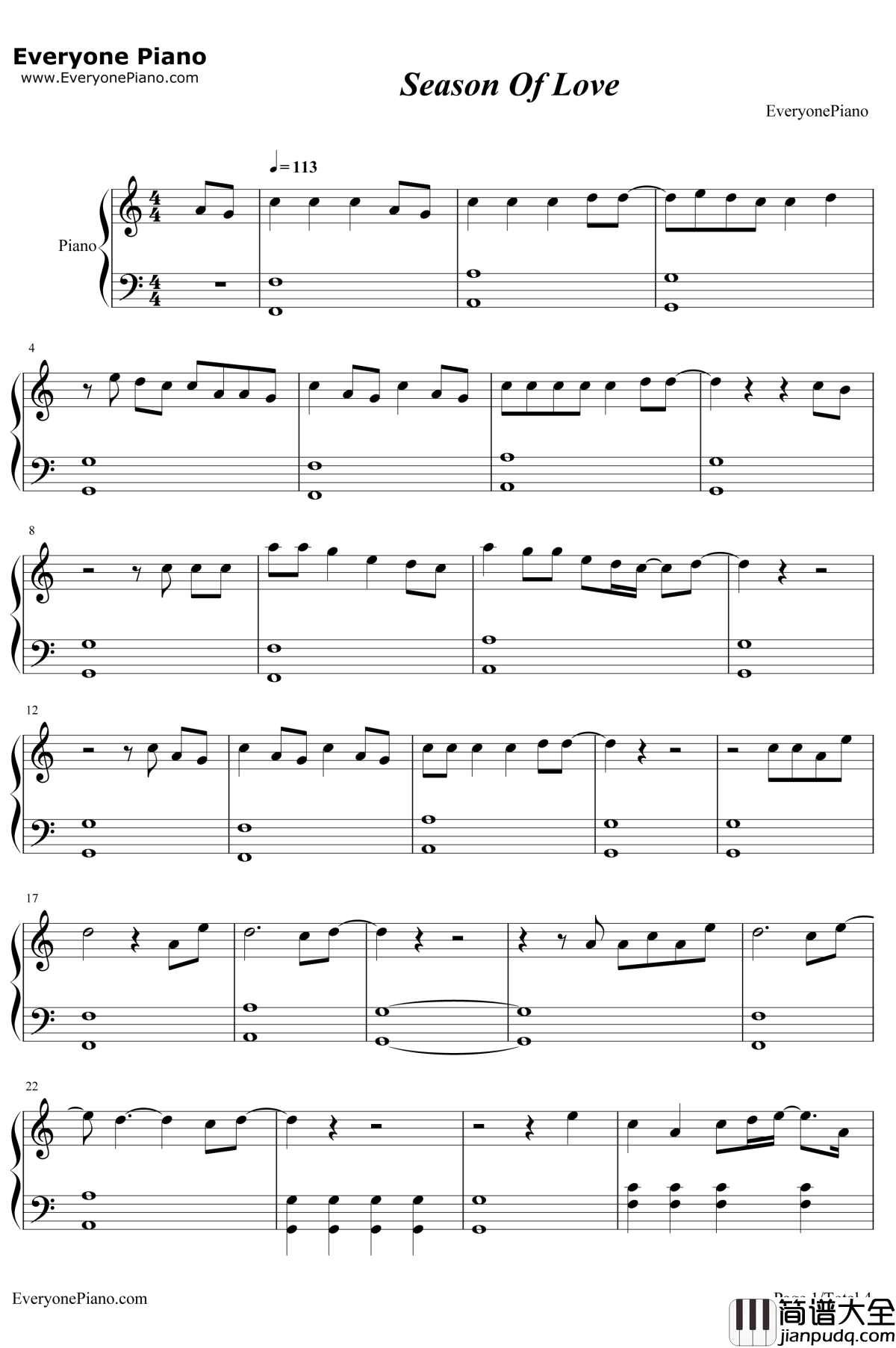 Season_Of_Love钢琴谱_98Degrees
