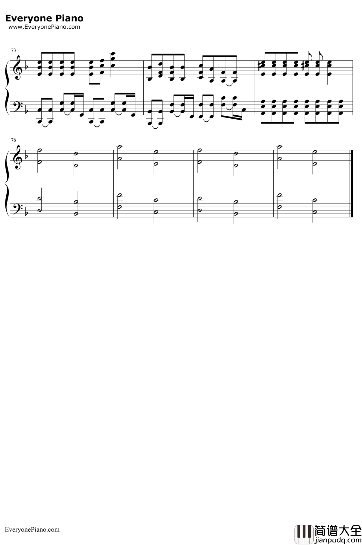 21Guns钢琴谱_GreenDay绿日乐队__变形金刚2_插曲