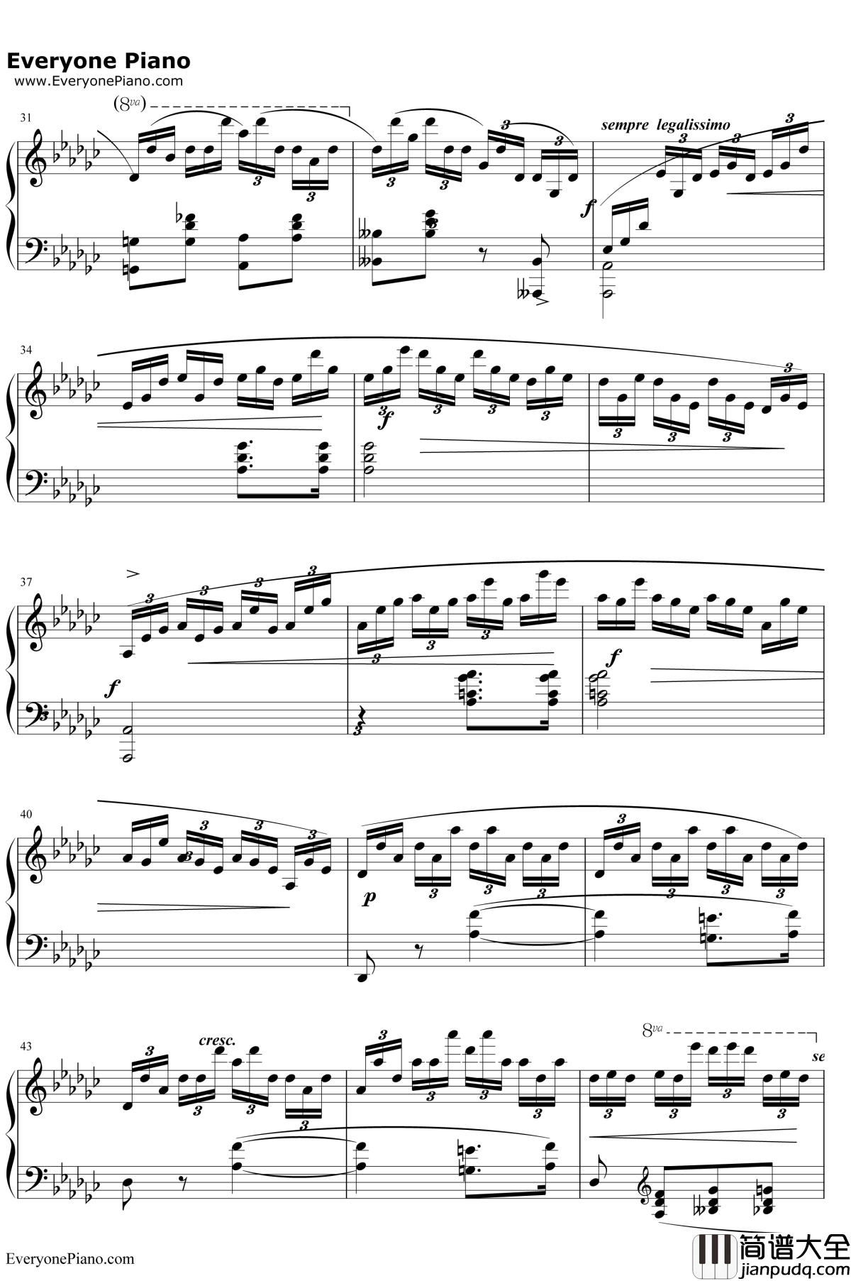 黑键练习曲钢琴谱_肖邦_肖邦练习曲OP10NO5