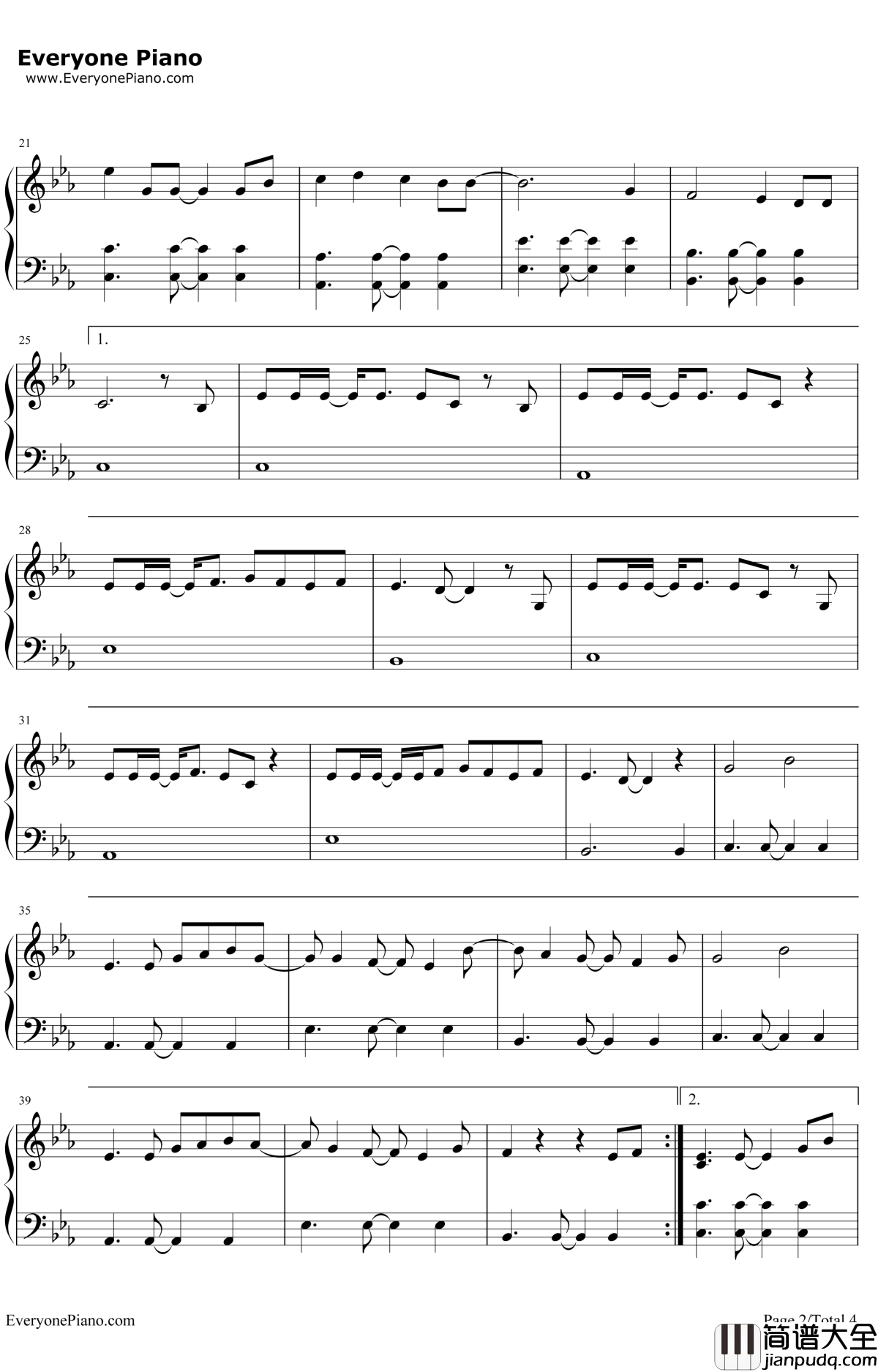 Stay With Me钢琴谱_朴灿烈Punch_韩剧_鬼怪_OST1