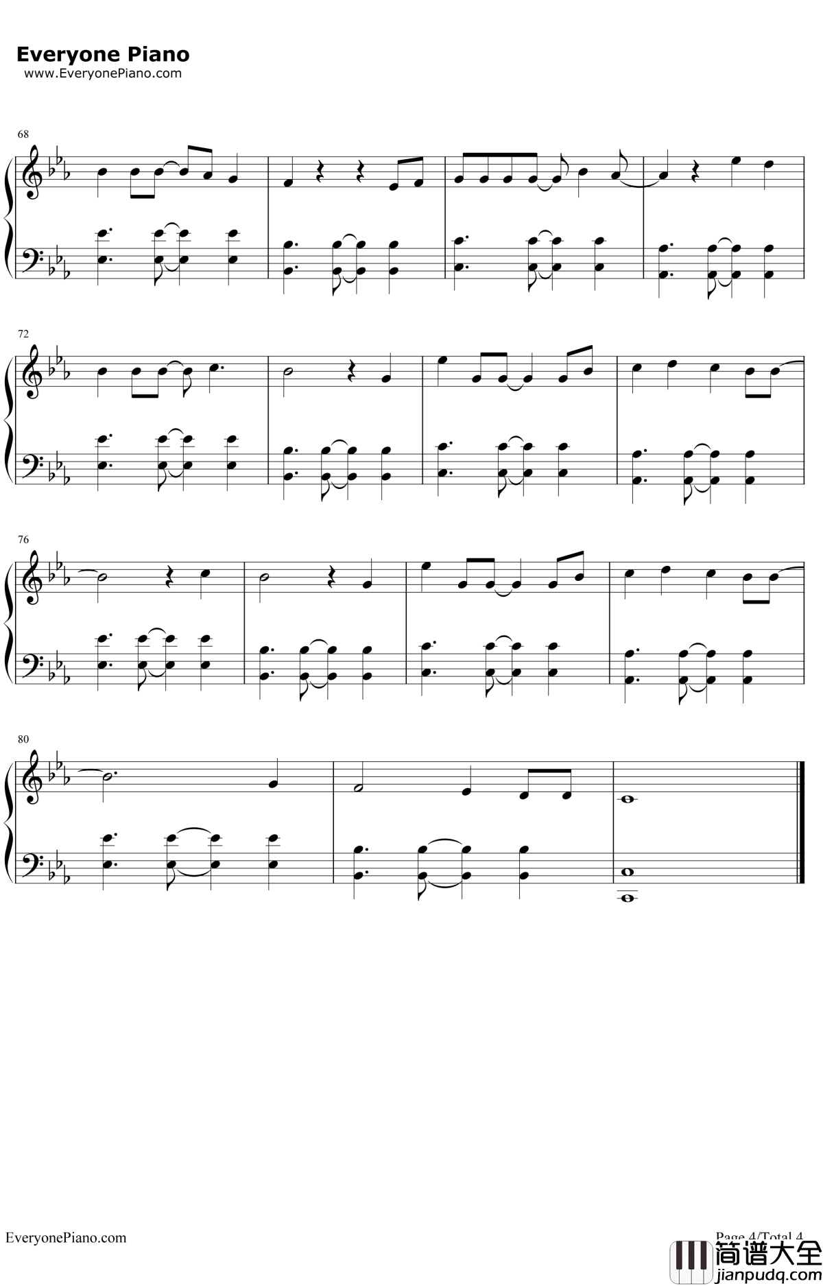 Stay With Me钢琴谱_朴灿烈Punch_韩剧_鬼怪_OST1