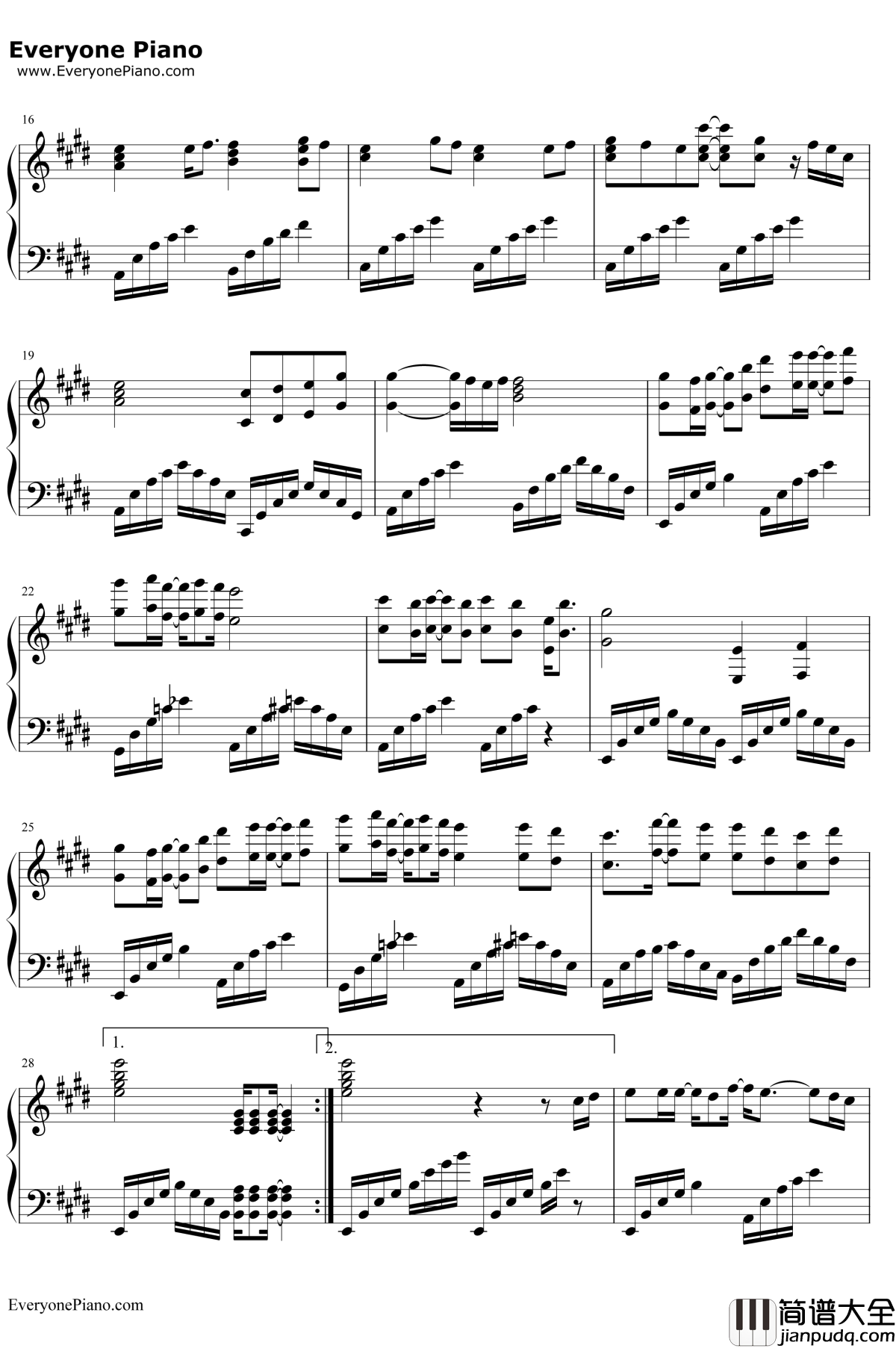 流星雨钢琴谱_F4