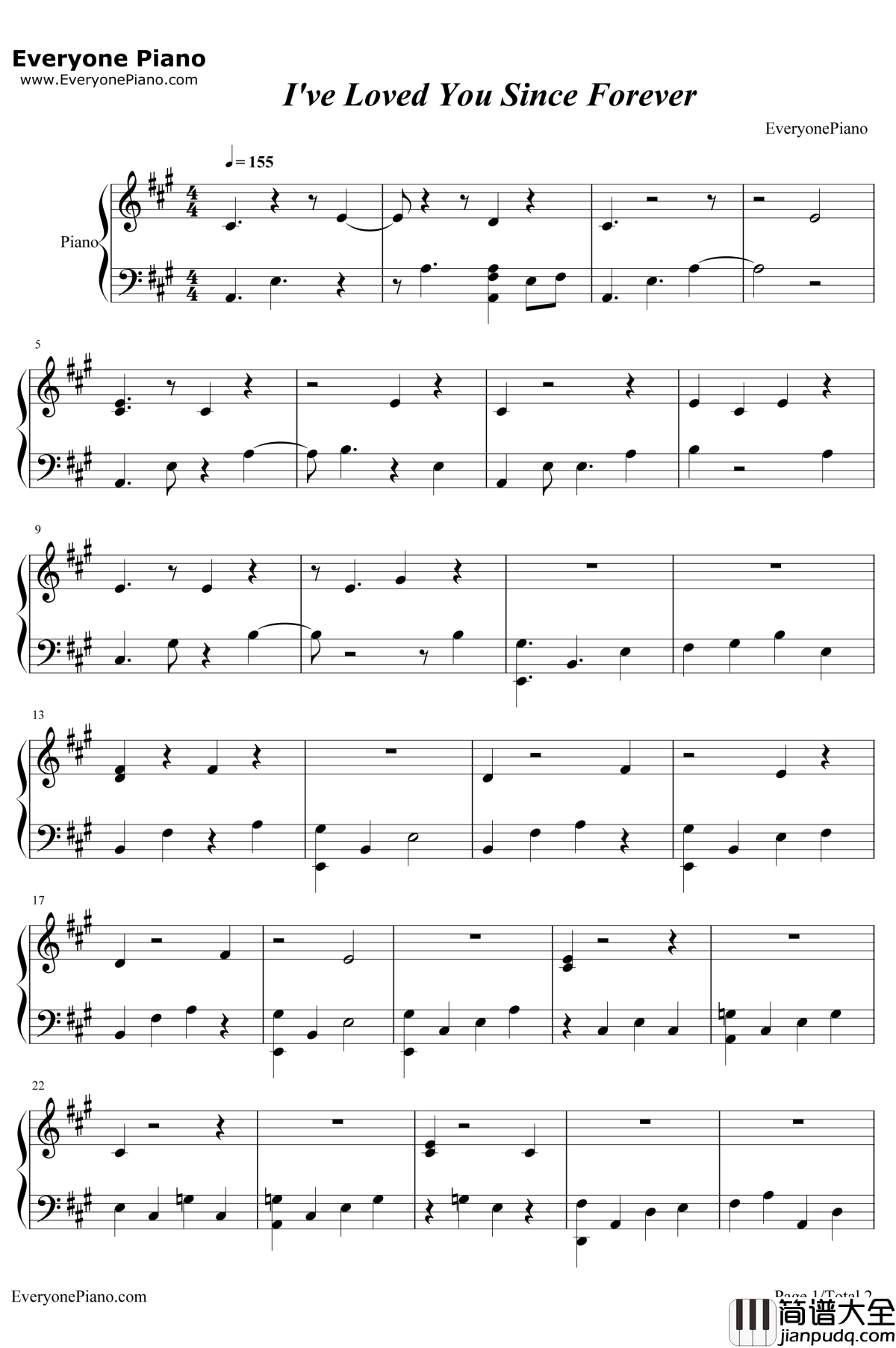 I've_Loved_You_Since_Forever钢琴谱_Kelly_Clarkson