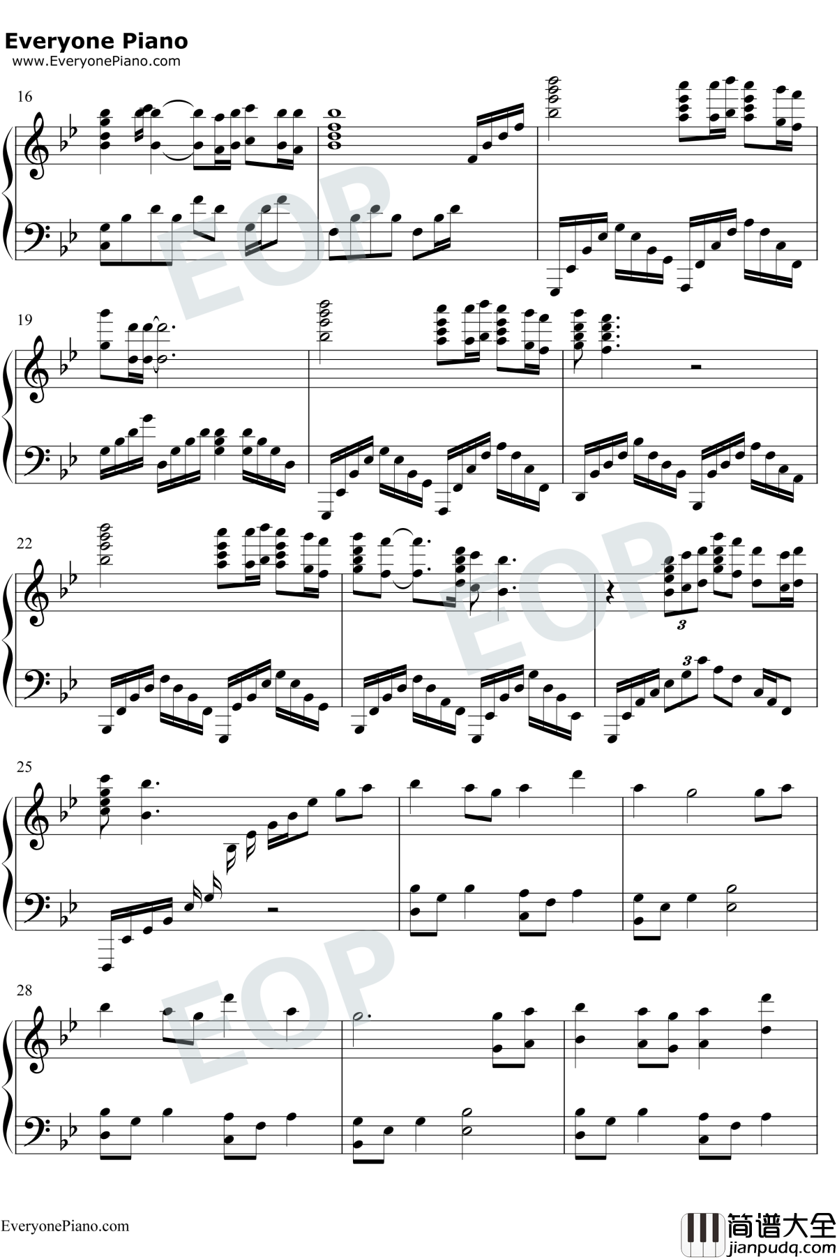 想你的365天钢琴谱_李玟_宝莲灯主题曲