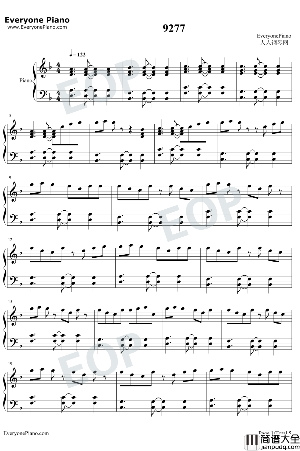 9277钢琴谱_深七