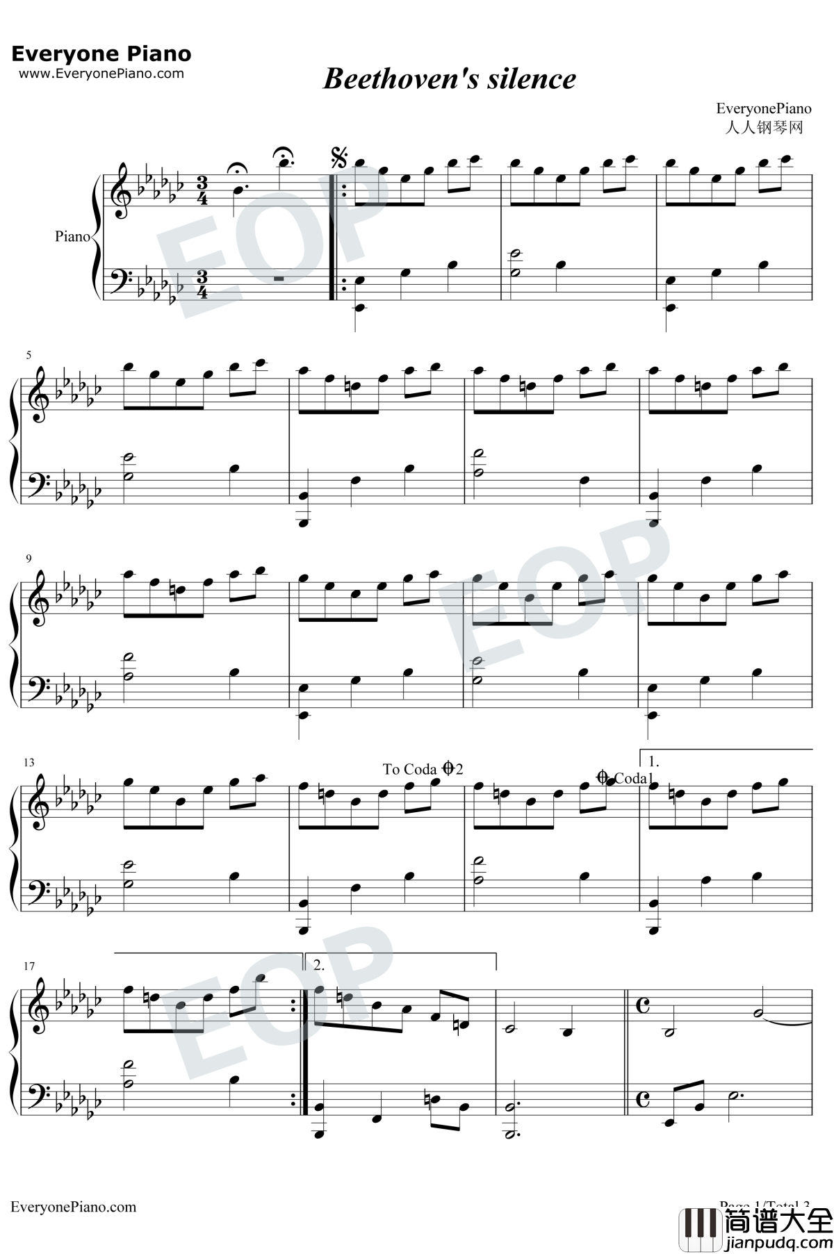 Beethoven's_Silence钢琴谱_Ernesto_Cortazar