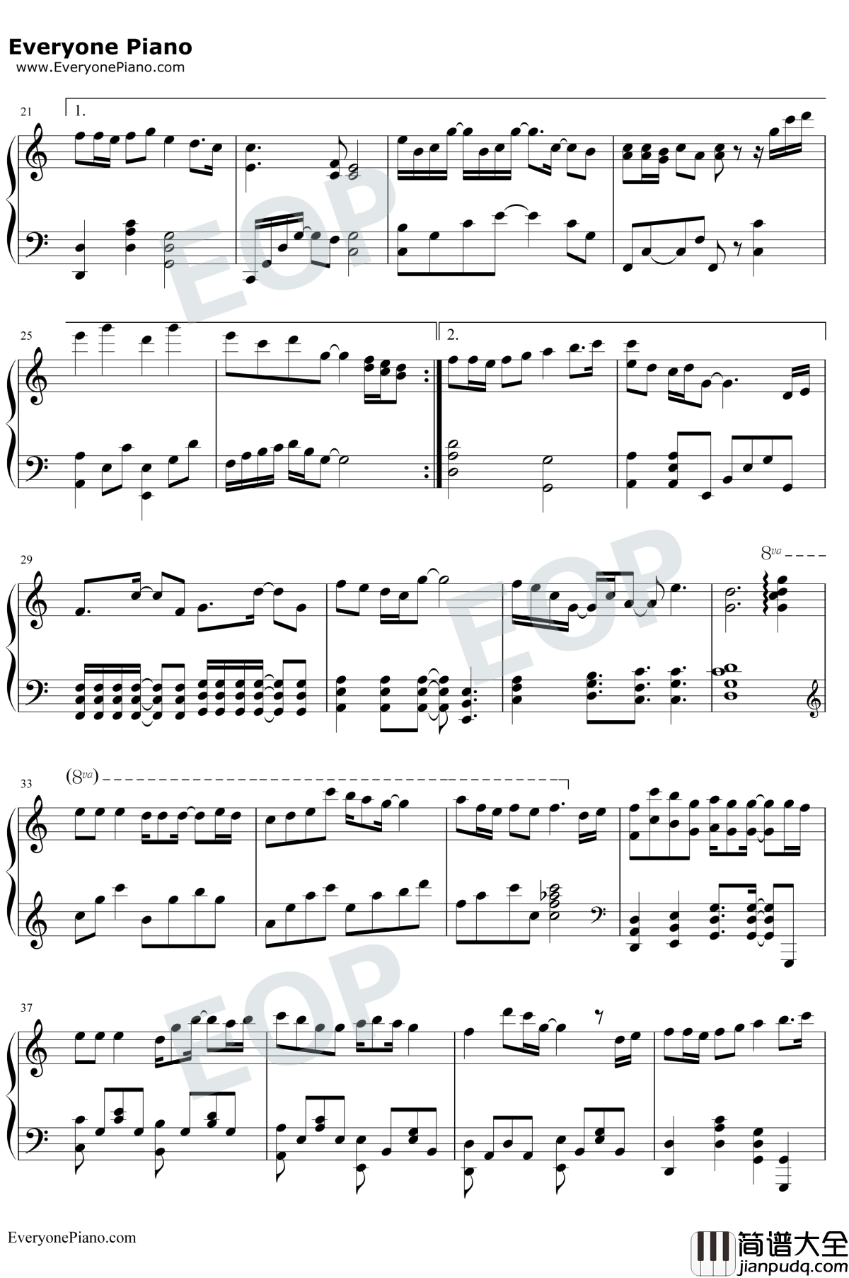 123木头人钢琴谱_黑Girl