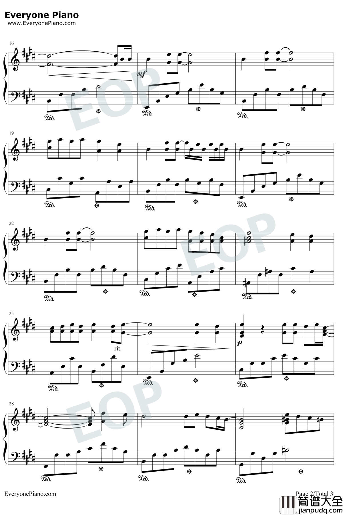 Someone's_Watching_Over_Me钢琴谱_Hilary_Duff