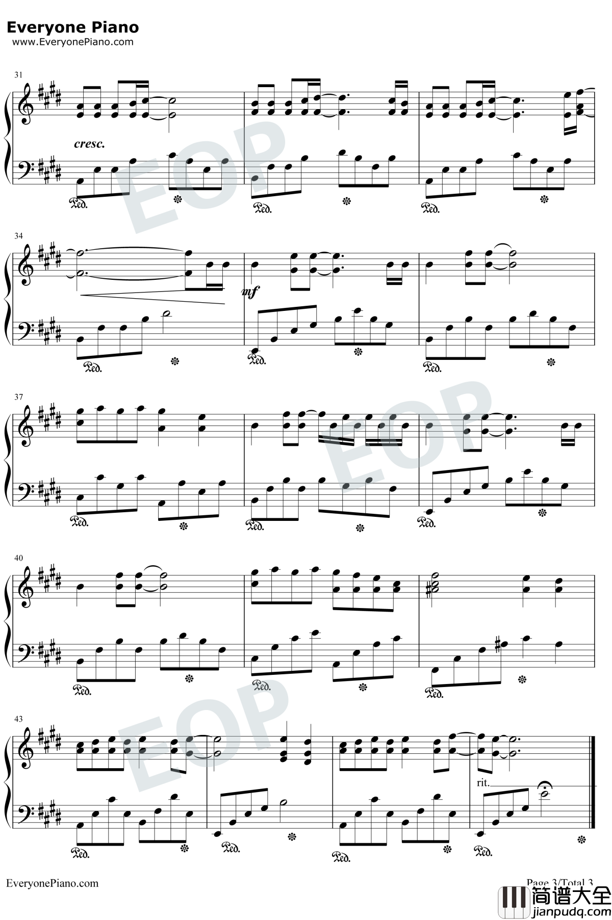 Someone's_Watching_Over_Me钢琴谱_Hilary_Duff