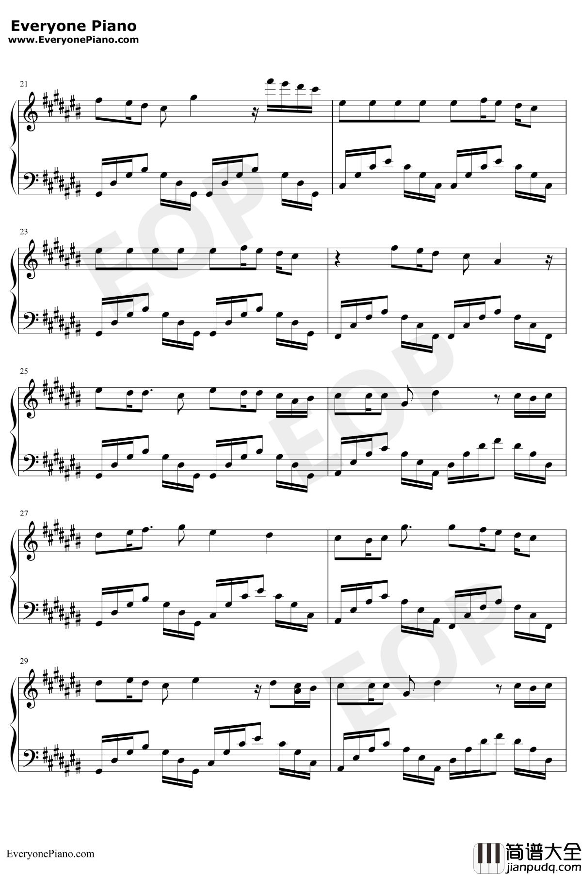 勇敢爱钢琴谱_Mi2_无法拥抱的你片头曲