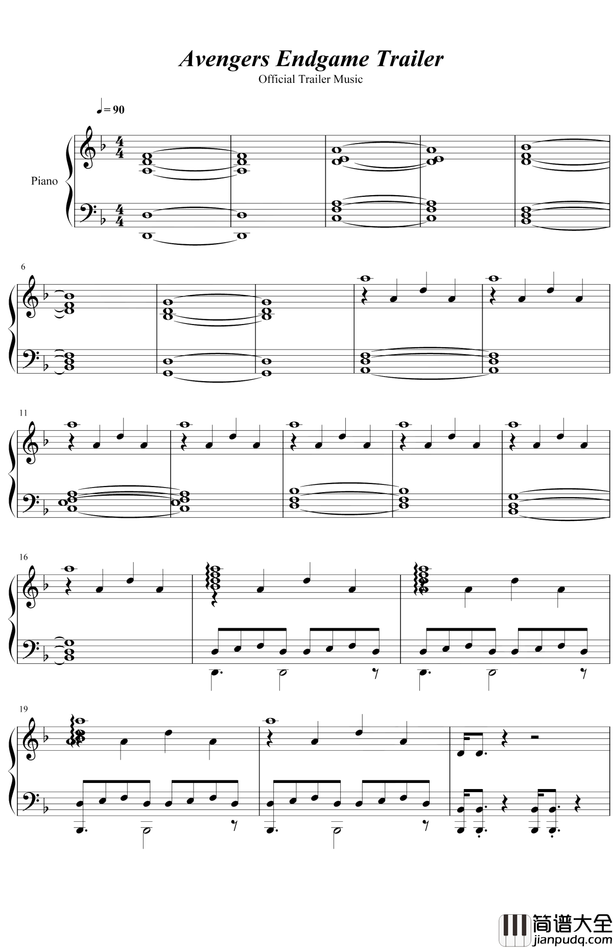 复仇者联盟4终局之战钢琴谱_Alan_Silvestri_复仇者之歌,歌颂勇士