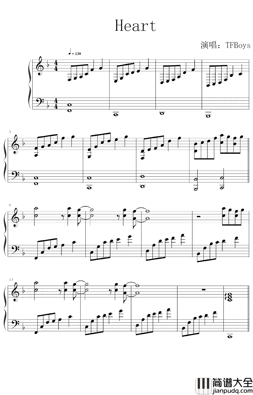 Heart钢琴谱_TFBOYS_年度十大金曲榜TFBOYS占4首,五周年Heart献上初心