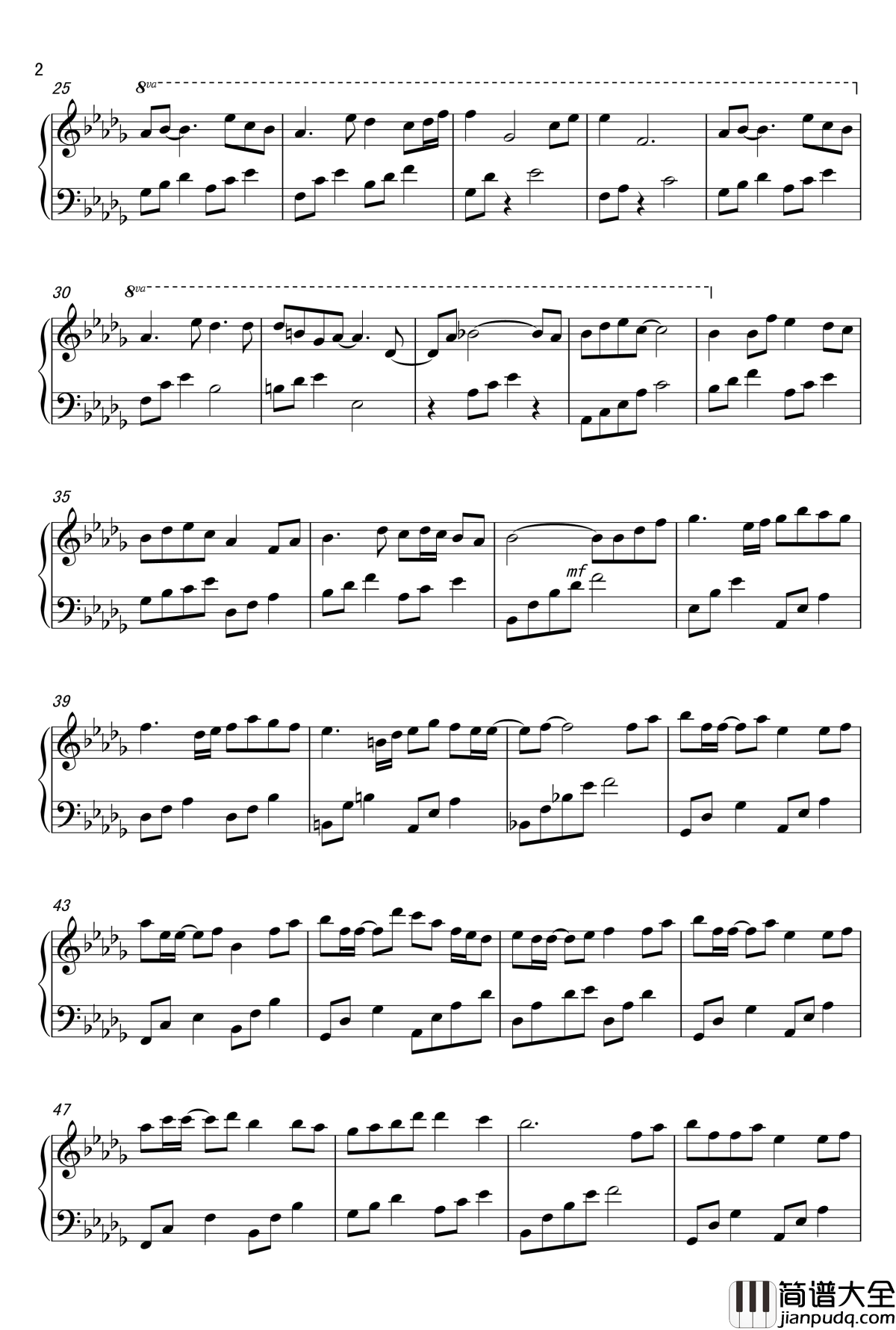 手掌心钢琴谱_原调钢琴独奏版_丁当