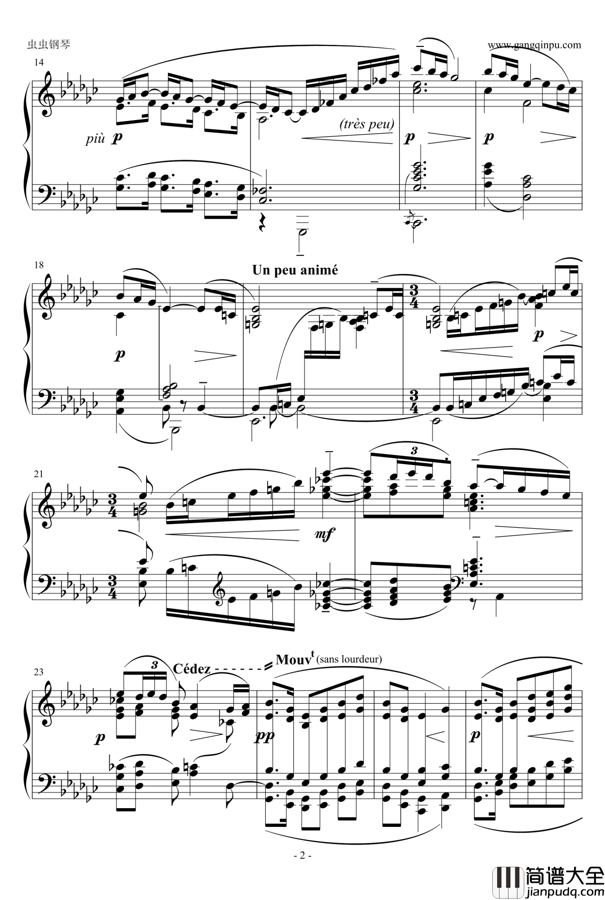 亚麻色头发的少女钢琴谱_德彪西