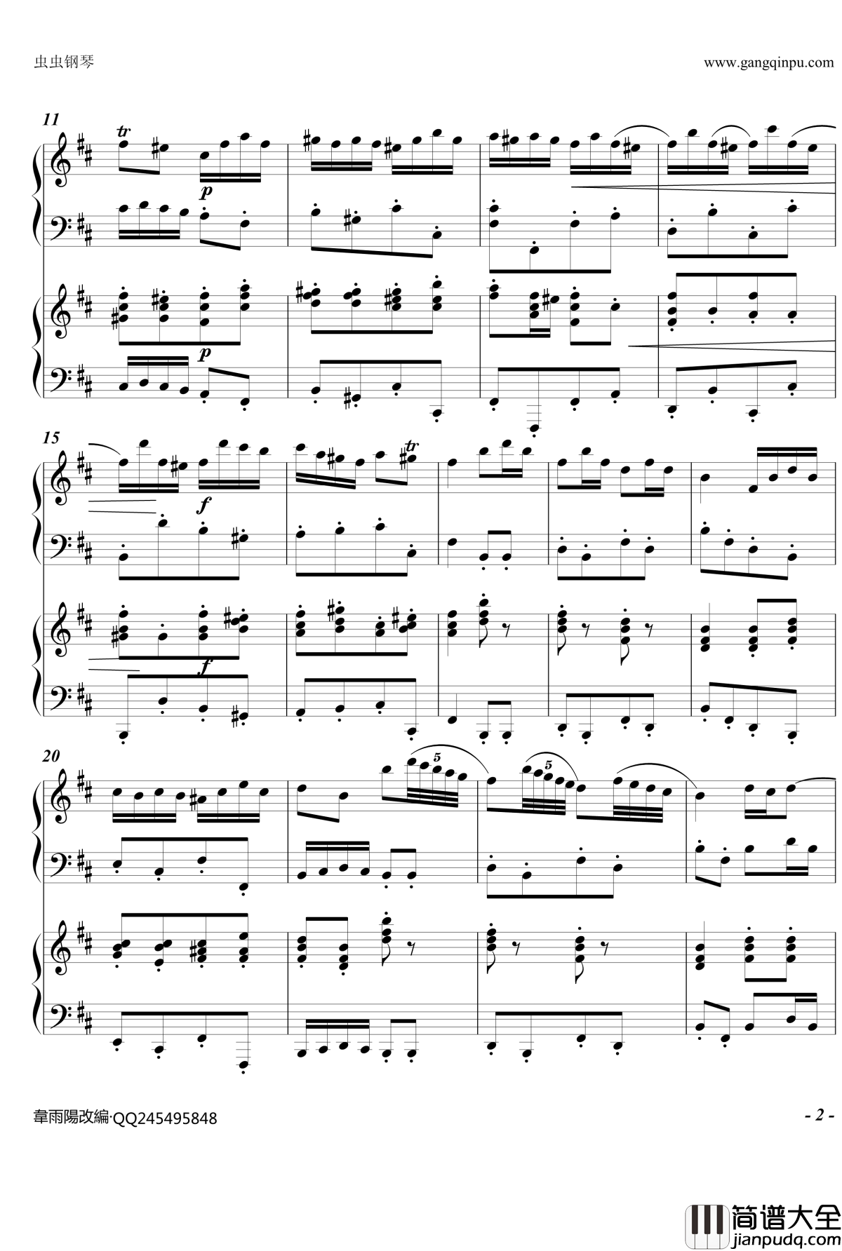 嬉游曲钢琴谱_双钢琴_巴哈