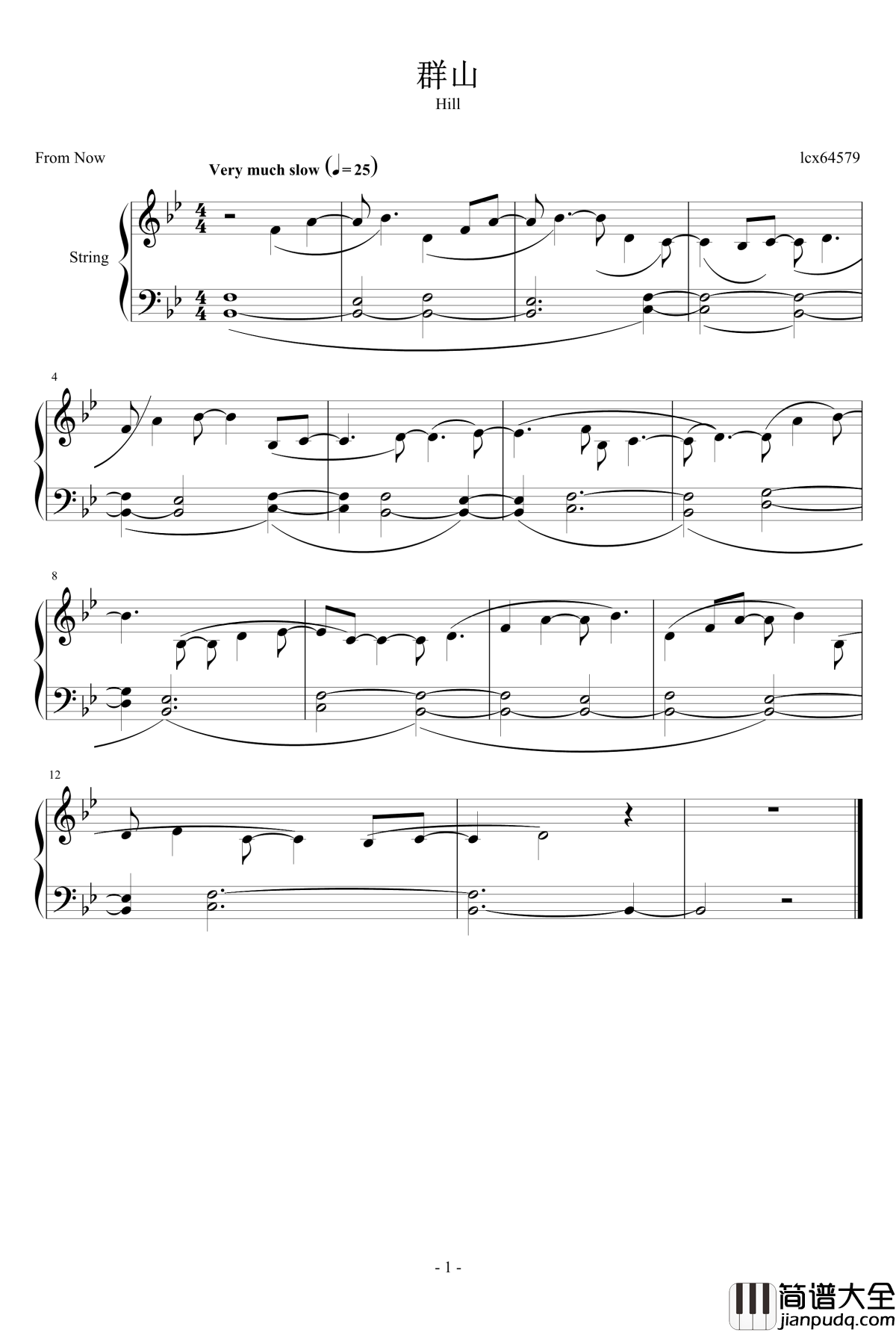 群山钢琴谱_小曲一首_音频修正_lcx64579