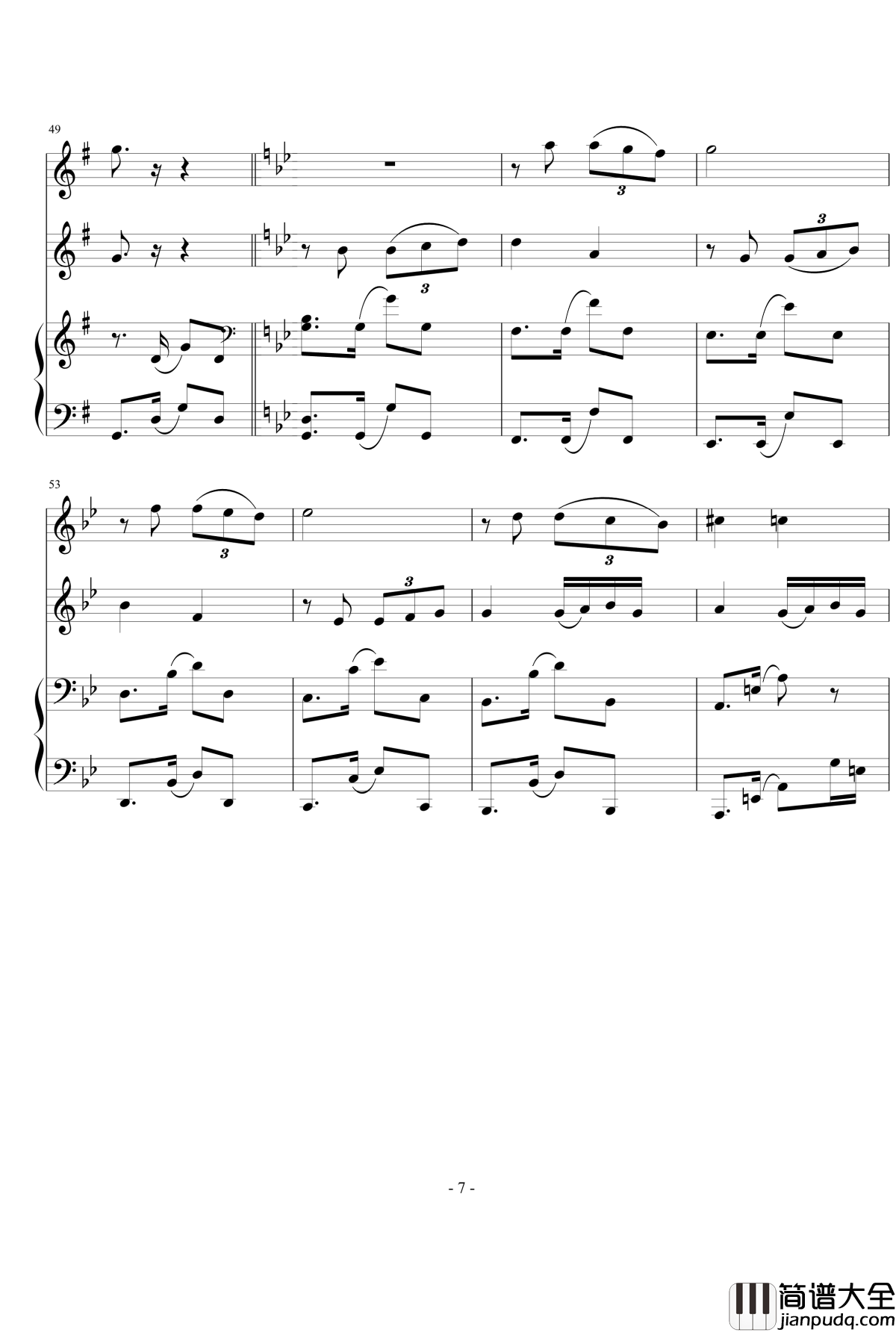 只差一步钢琴谱_世界名曲