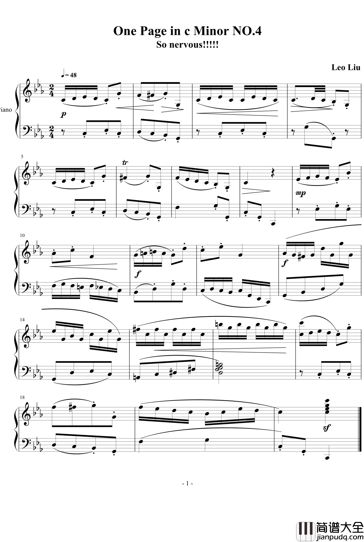 一页曲4_临考救命钢琴谱_灵动无痕