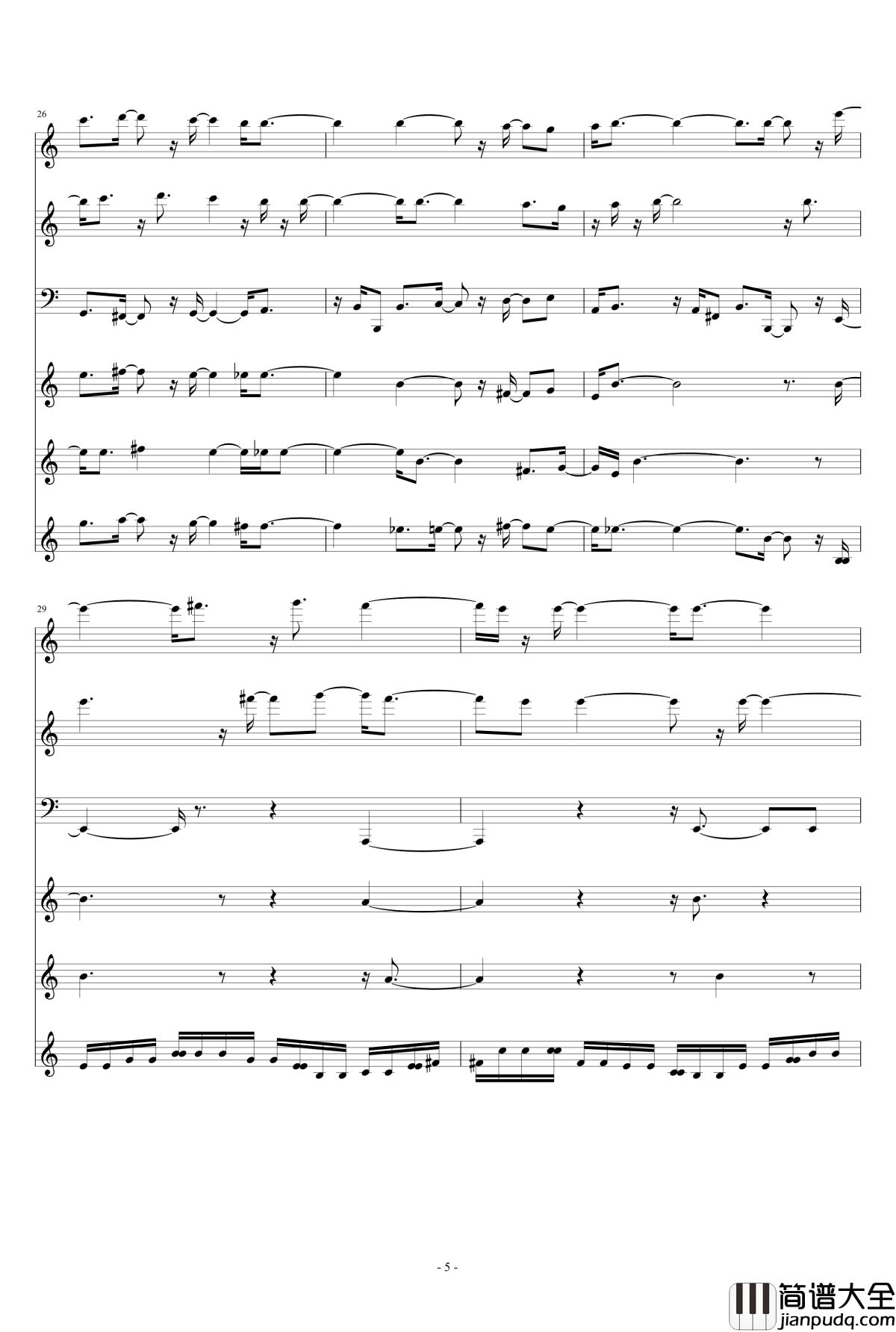 第九交响曲钢琴谱_德沃夏克