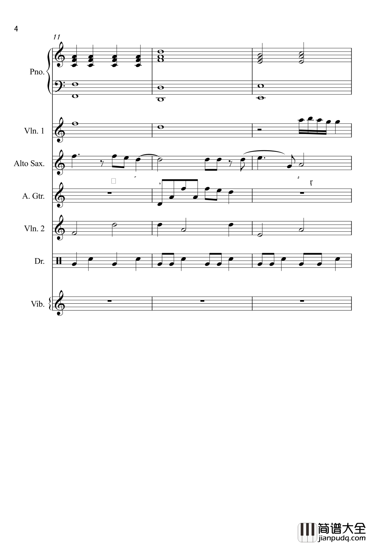 默默钢琴谱_黄文发