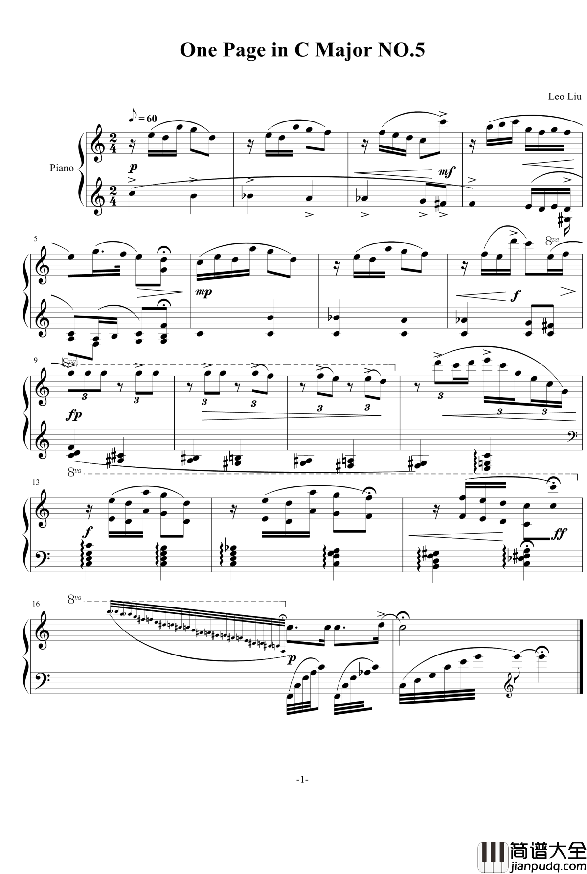 一页曲5钢琴谱_光棍节_灵动无痕