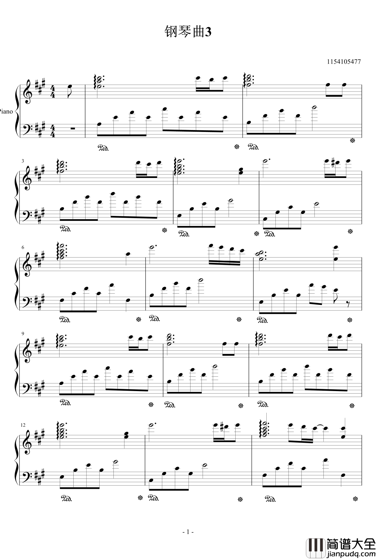 钢琴曲3钢琴谱_1154105477
