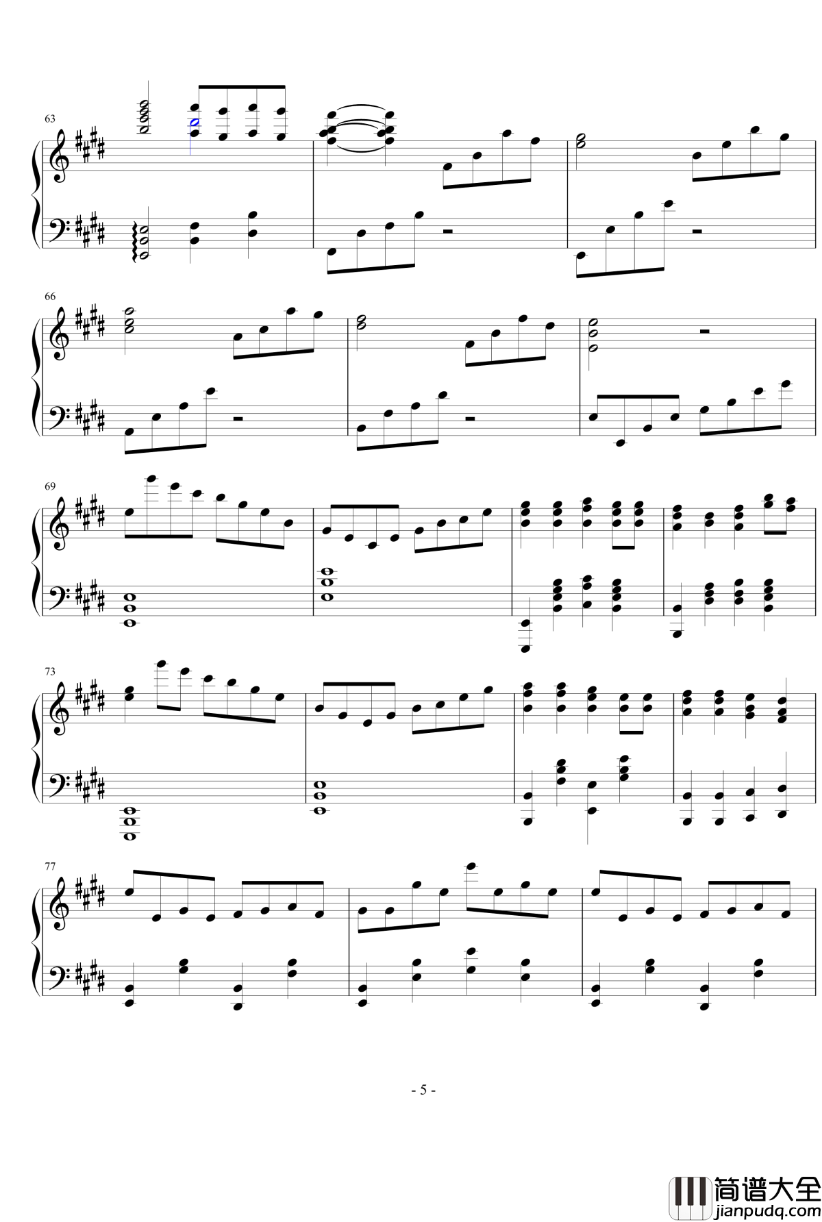 E大调第八练习曲钢琴谱_PARROT186