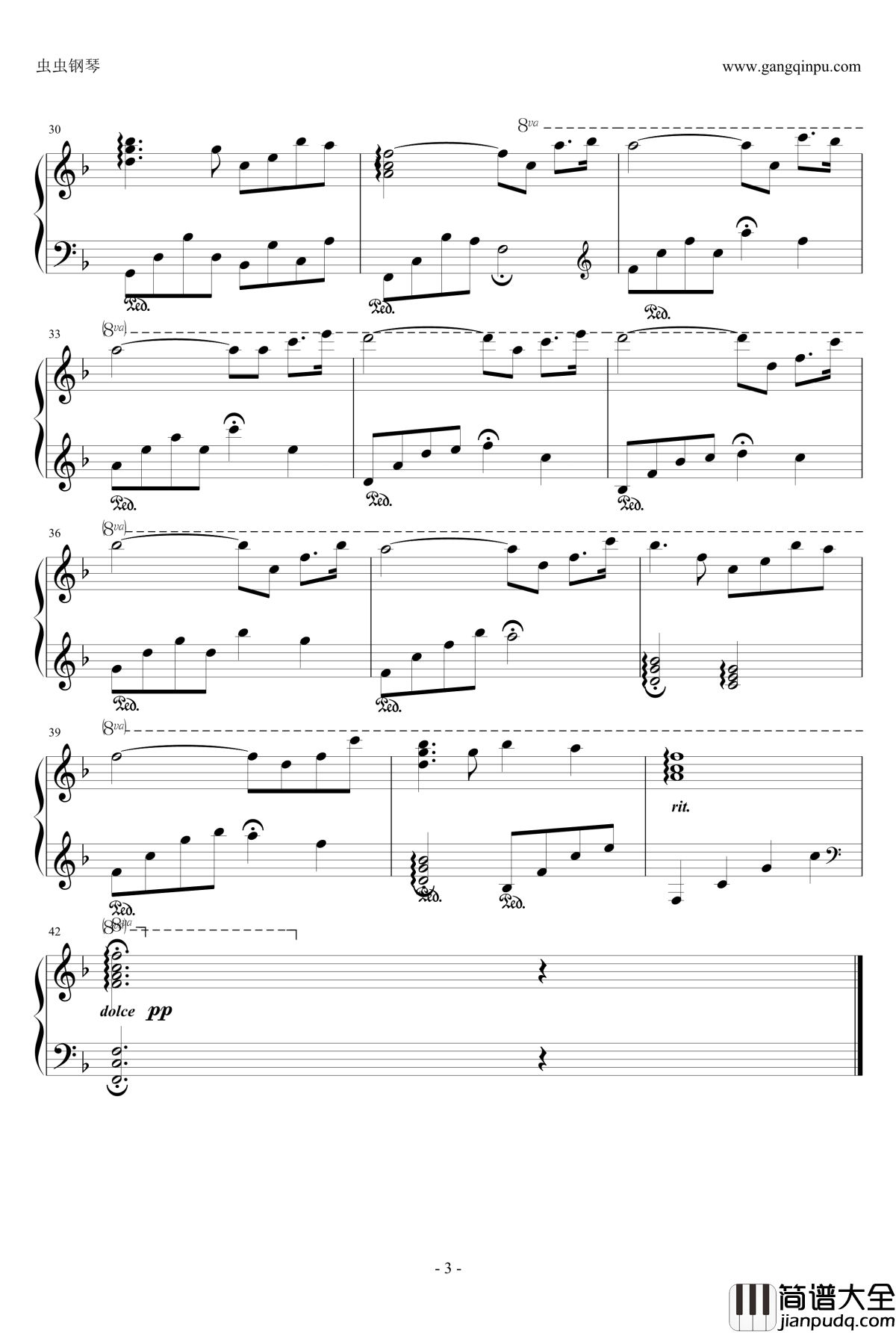 雨轻轻叹钢琴谱_rj20091403111