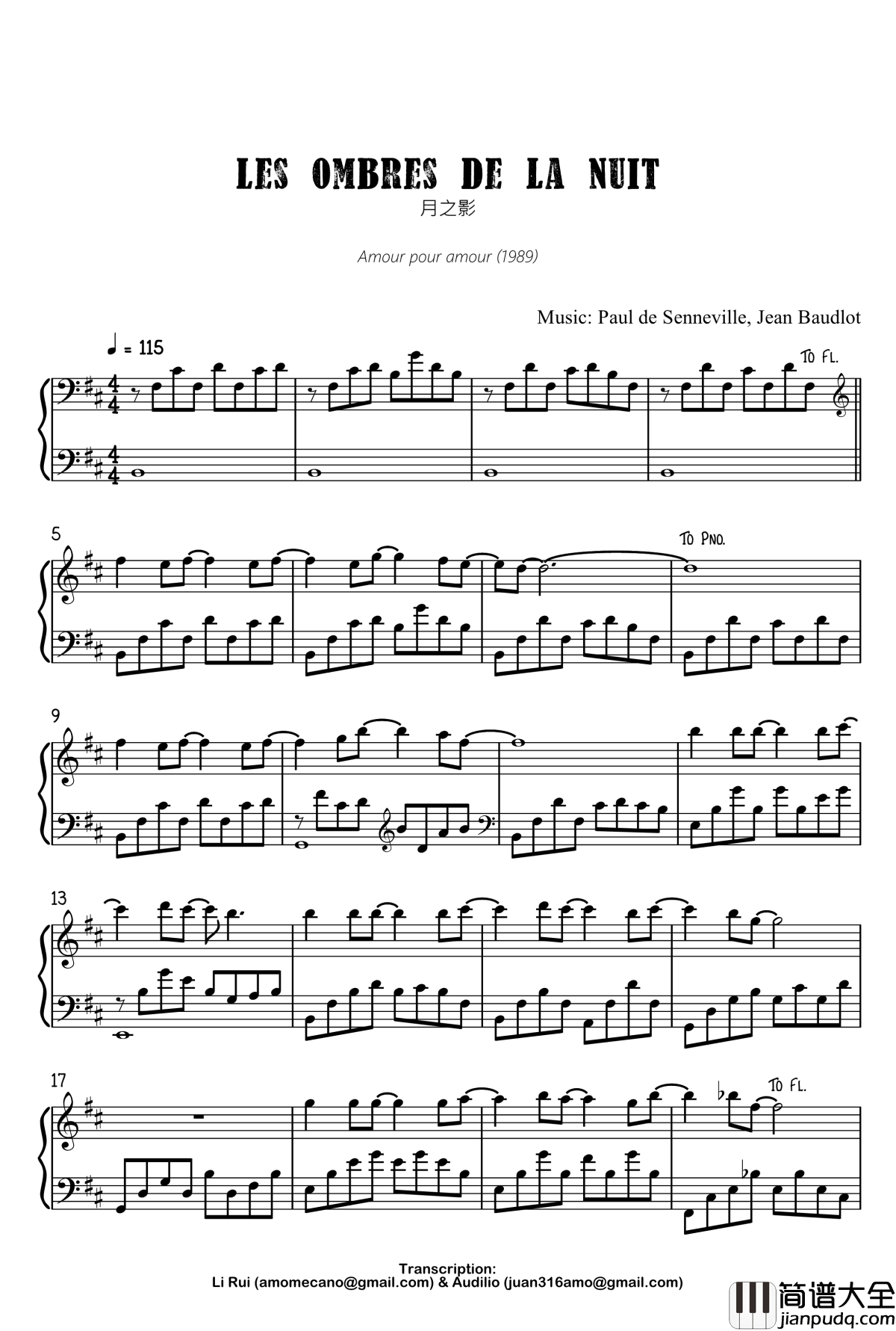 月之影钢琴谱_克莱德曼与斯坦伯格