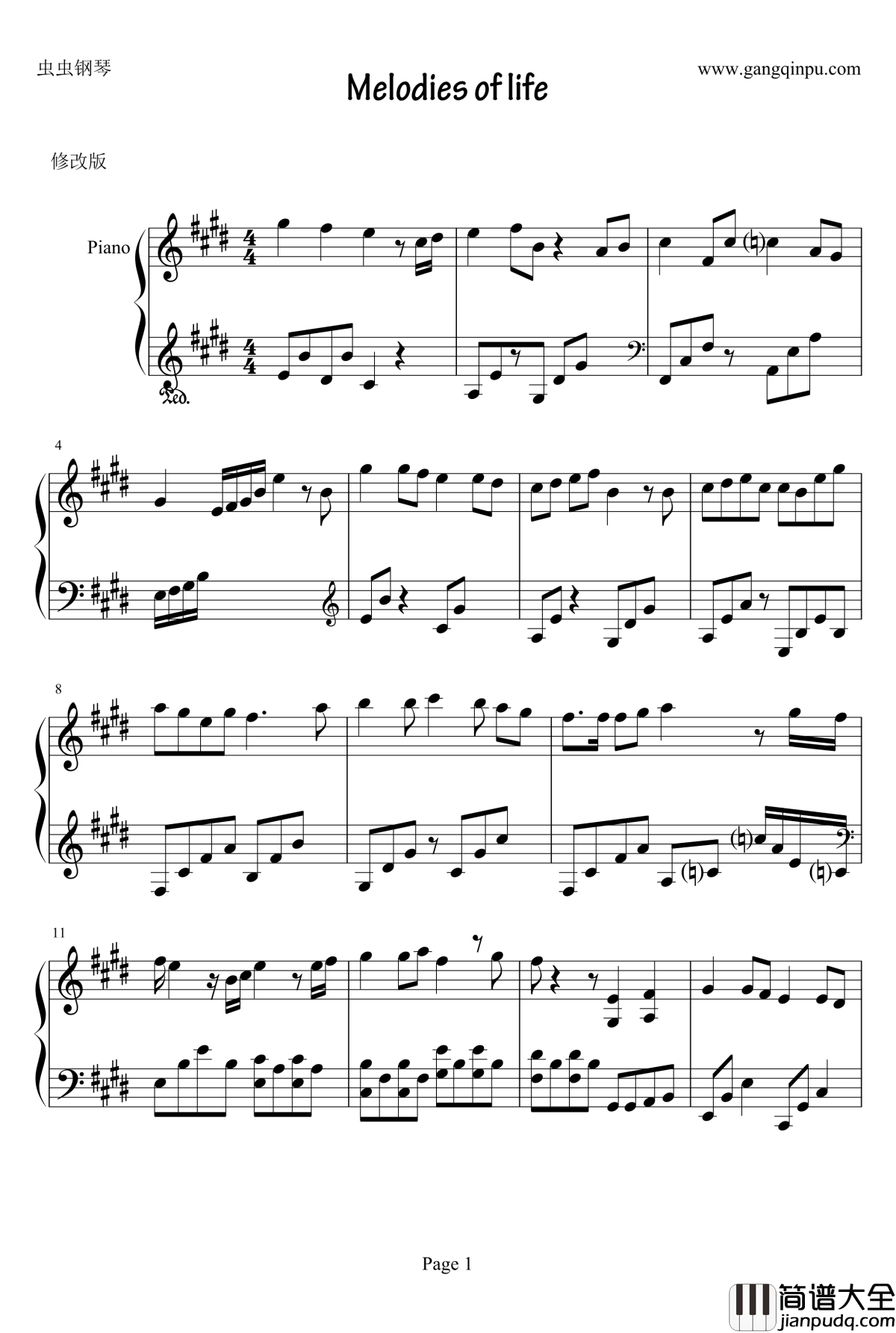 Melodies_of_life钢琴谱_完美修改版_最终幻想