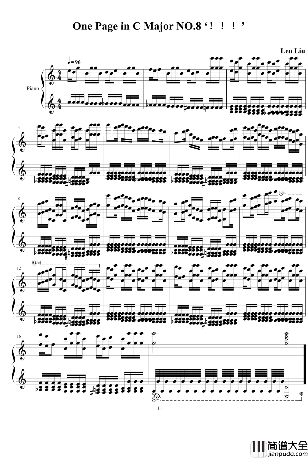 一页曲8钢琴谱_WOWAhhhhhhh_灵动无痕