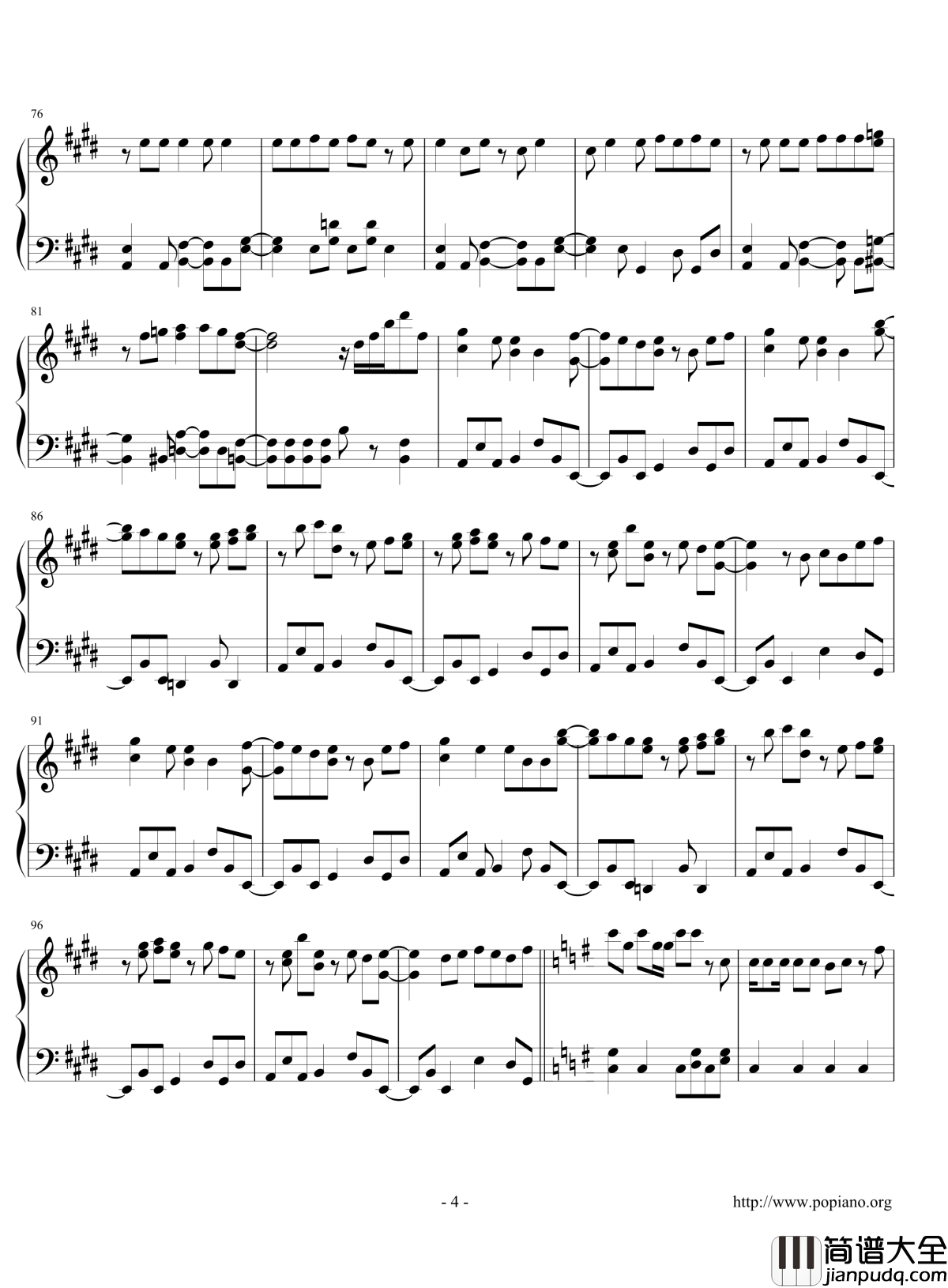 走れ钢琴谱_桃色幸运草Z