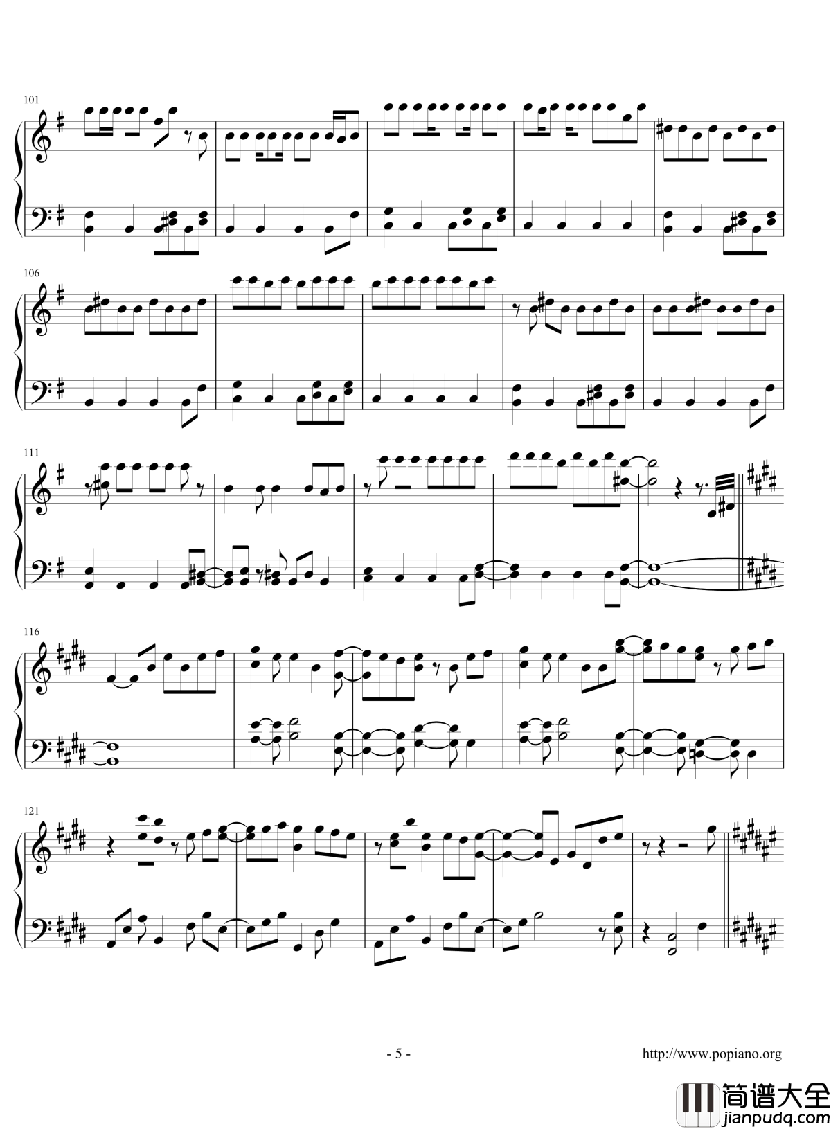 走れ钢琴谱_桃色幸运草Z