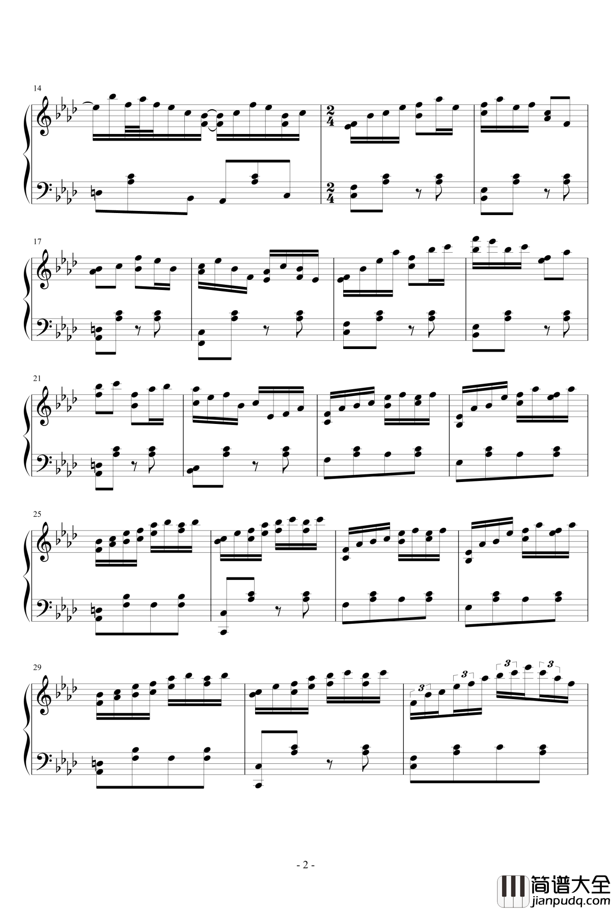 塞北主题变奏曲钢琴谱_江畔新绿