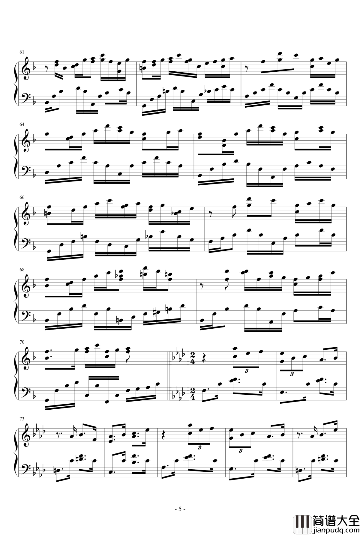 塞北主题变奏曲钢琴谱_江畔新绿